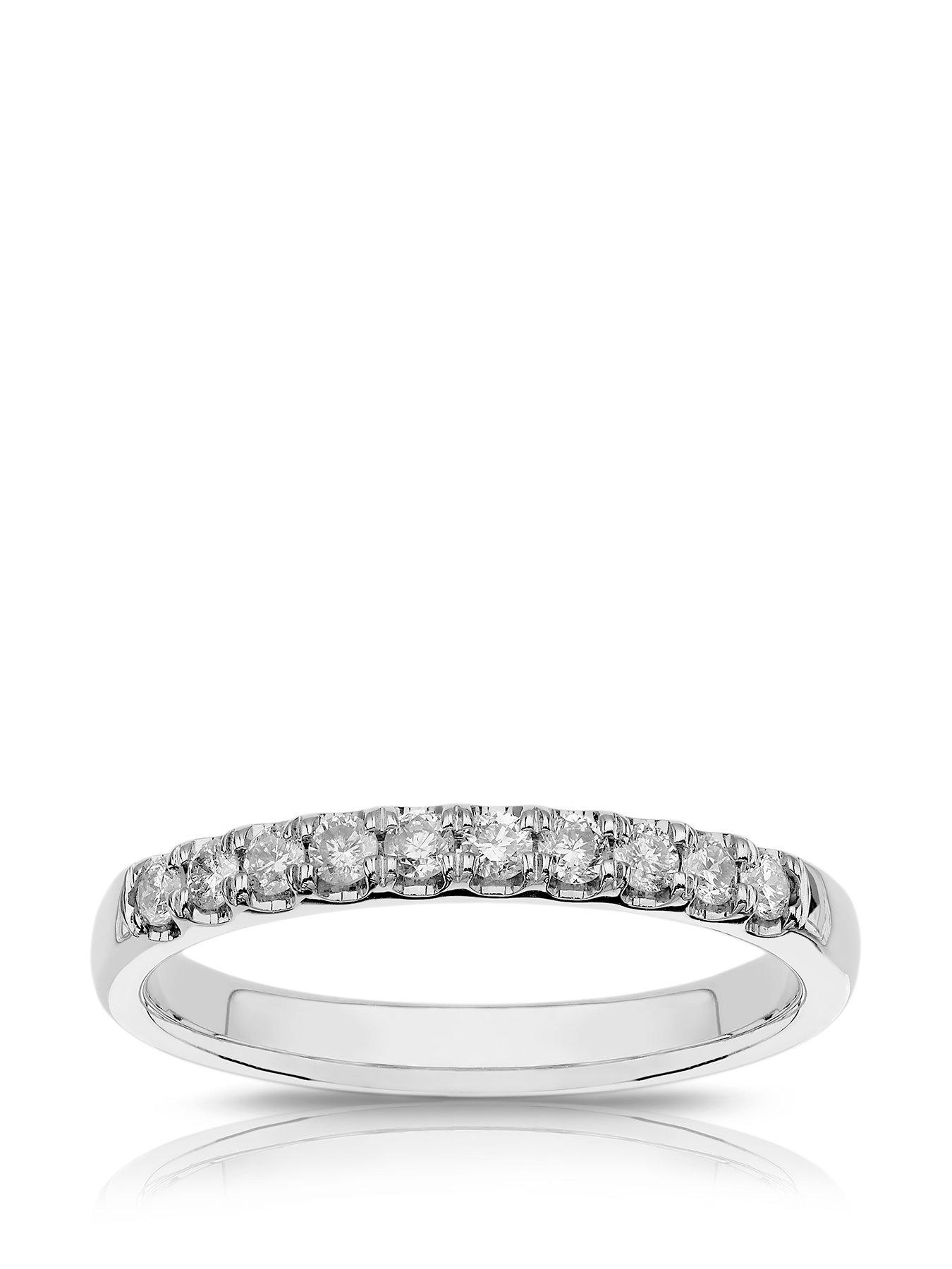 Product photograph of Ernest Jones 18ct White Gold 0 25ct Diamond Claw Set Eternity Ring from very.co.uk