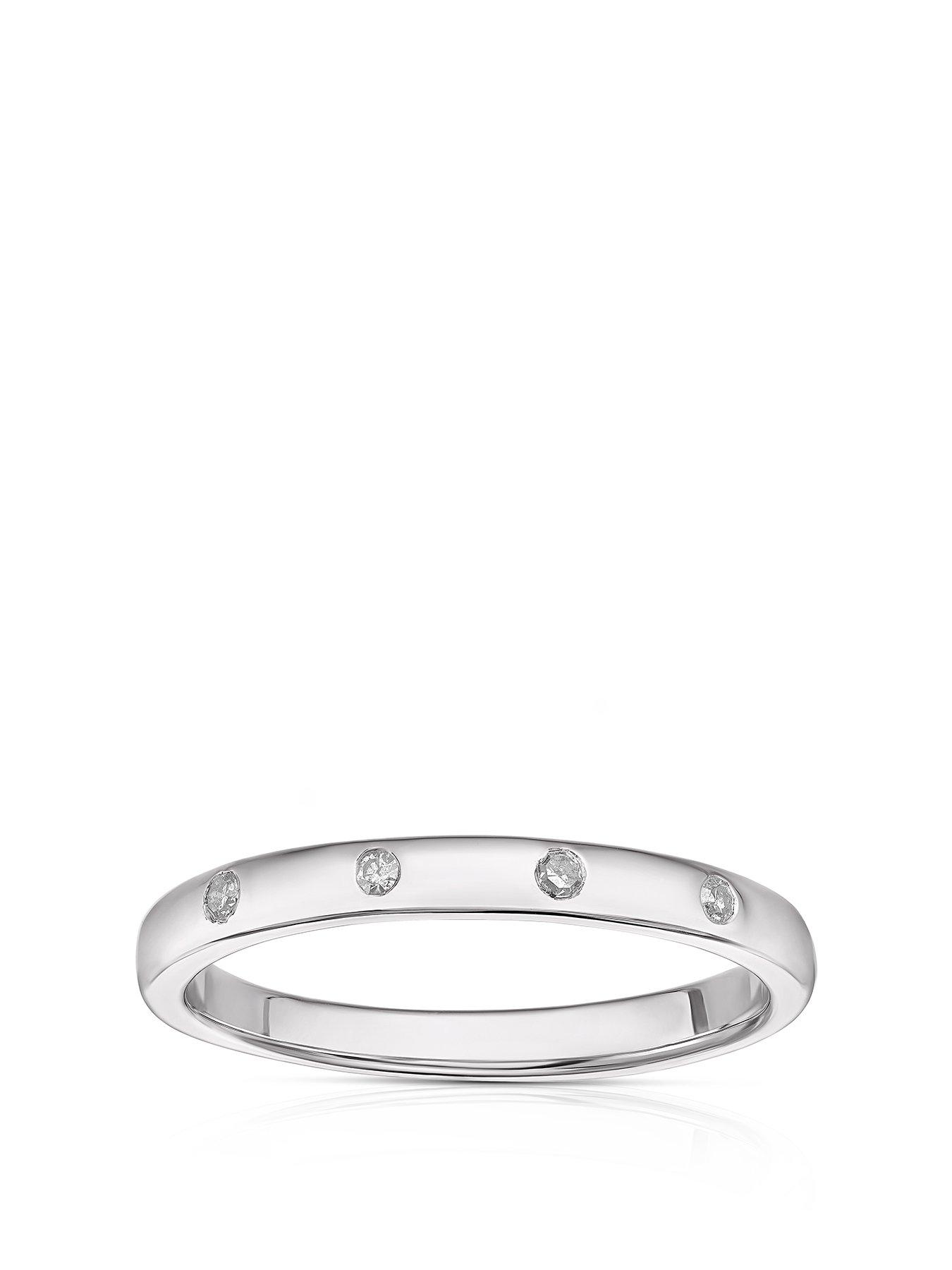 Product photograph of Ernest Jones Sterling Silver 0 05ct Diamond Swiss Set Ring - L from very.co.uk