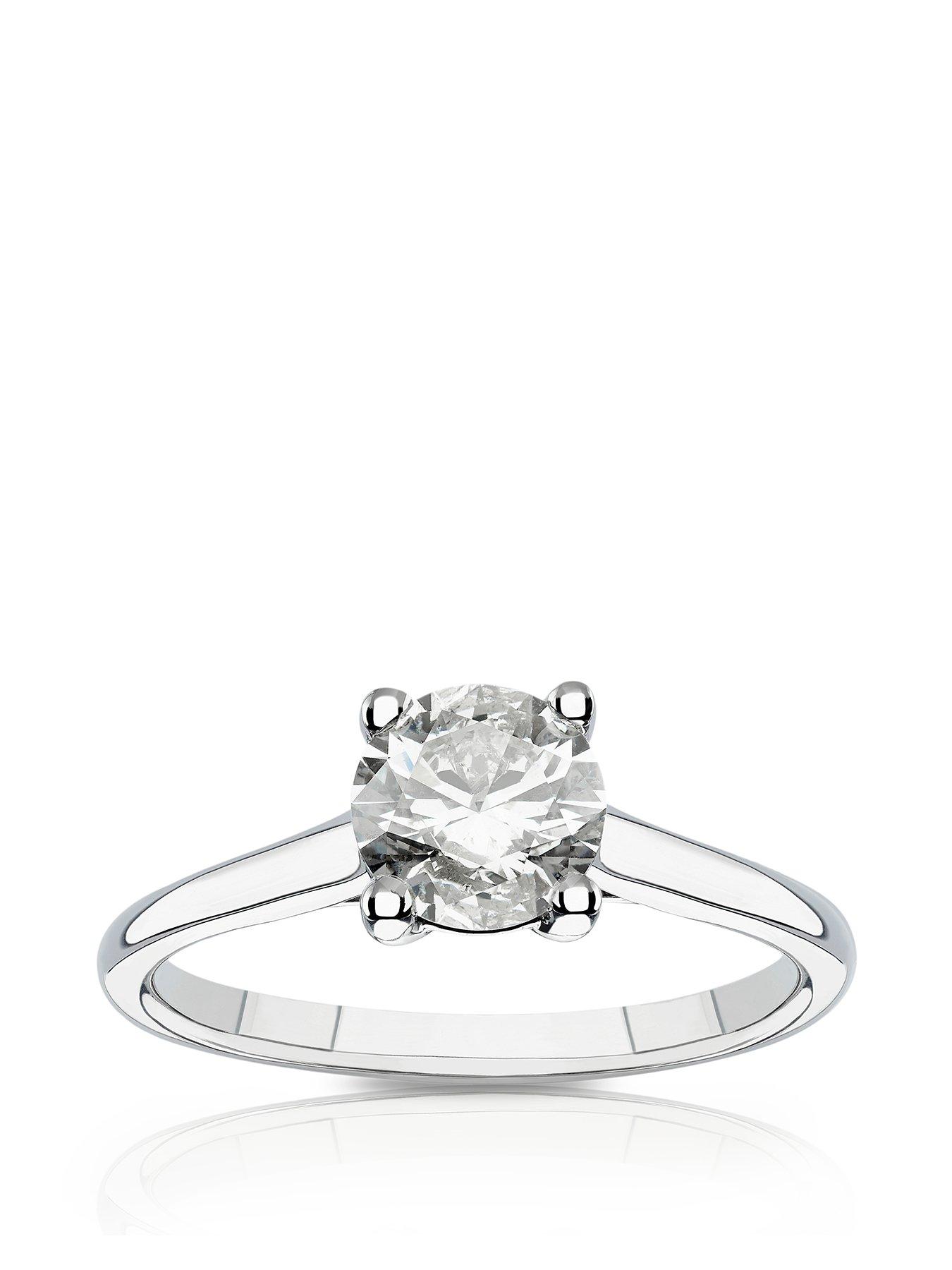 Product photograph of Ernest Jones 14ct White Gold Engagement Ring 1ct Diamond Four Claw Solitaire Ring from very.co.uk