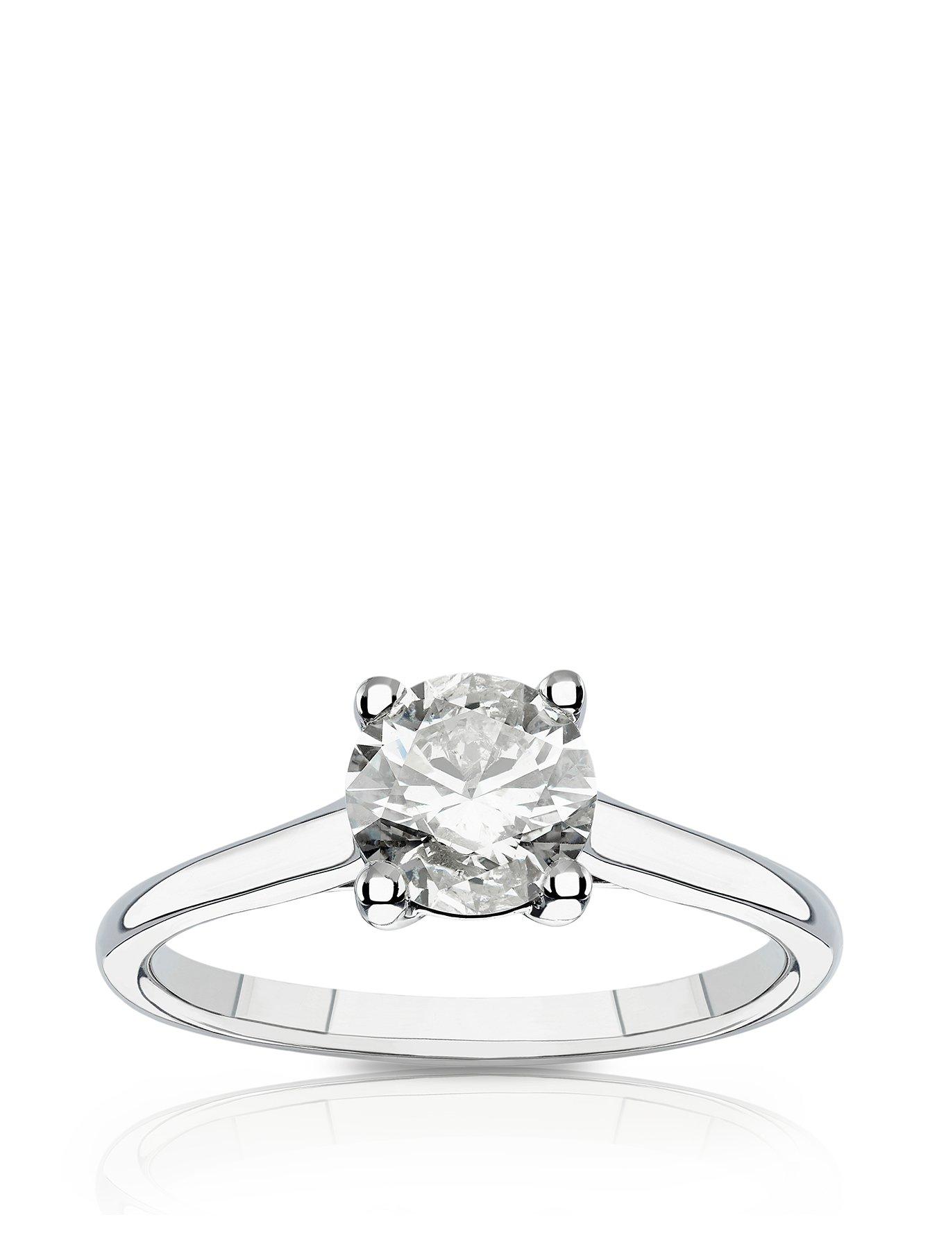 Product photograph of Ernest Jones 14ct White Gold 1ct Diamond Four Claw Solitaire Ring from very.co.uk