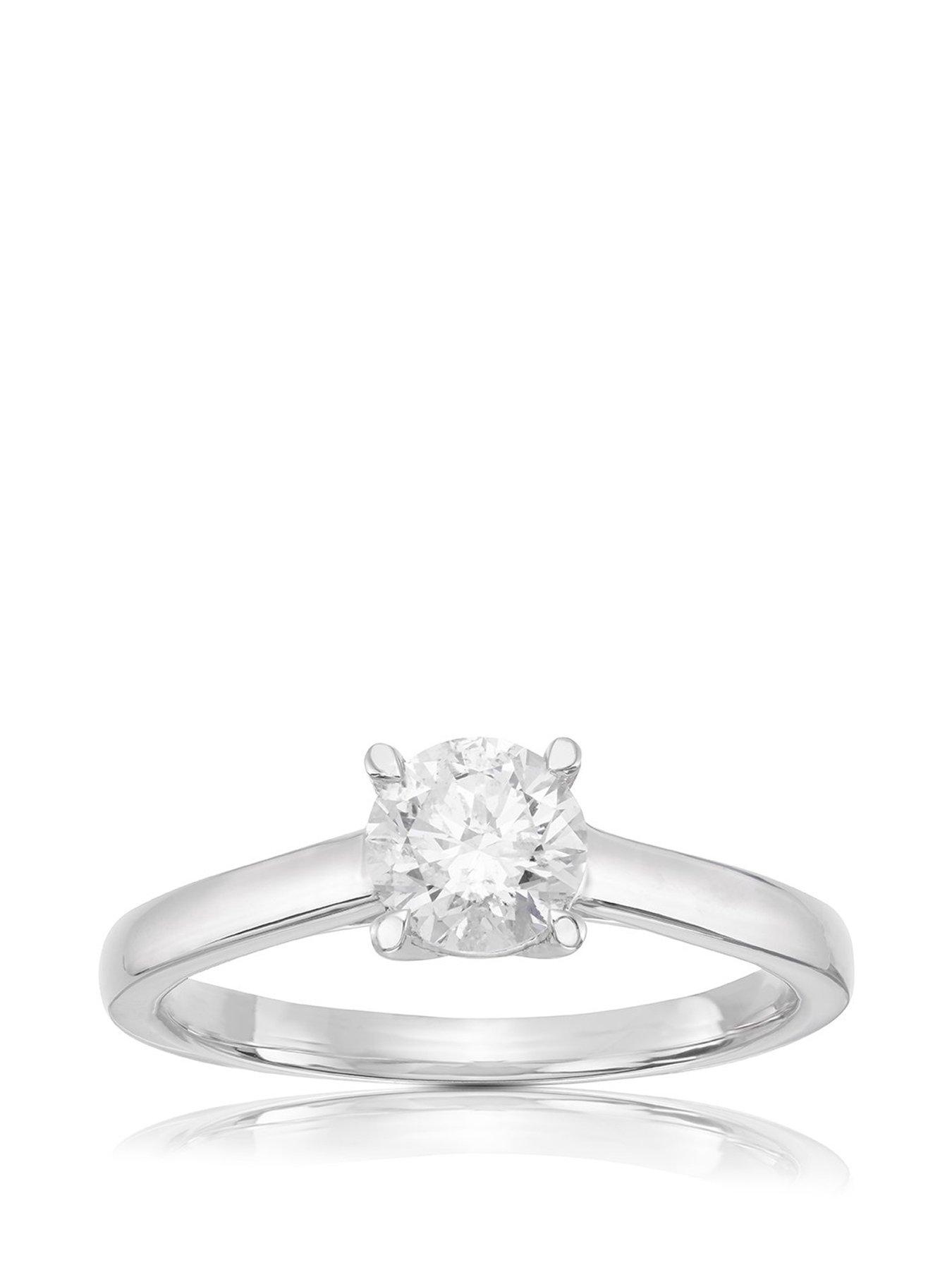 Product photograph of Ernest Jones Platinum 0 66ct Diamond Four Claw Solitaire Ring from very.co.uk