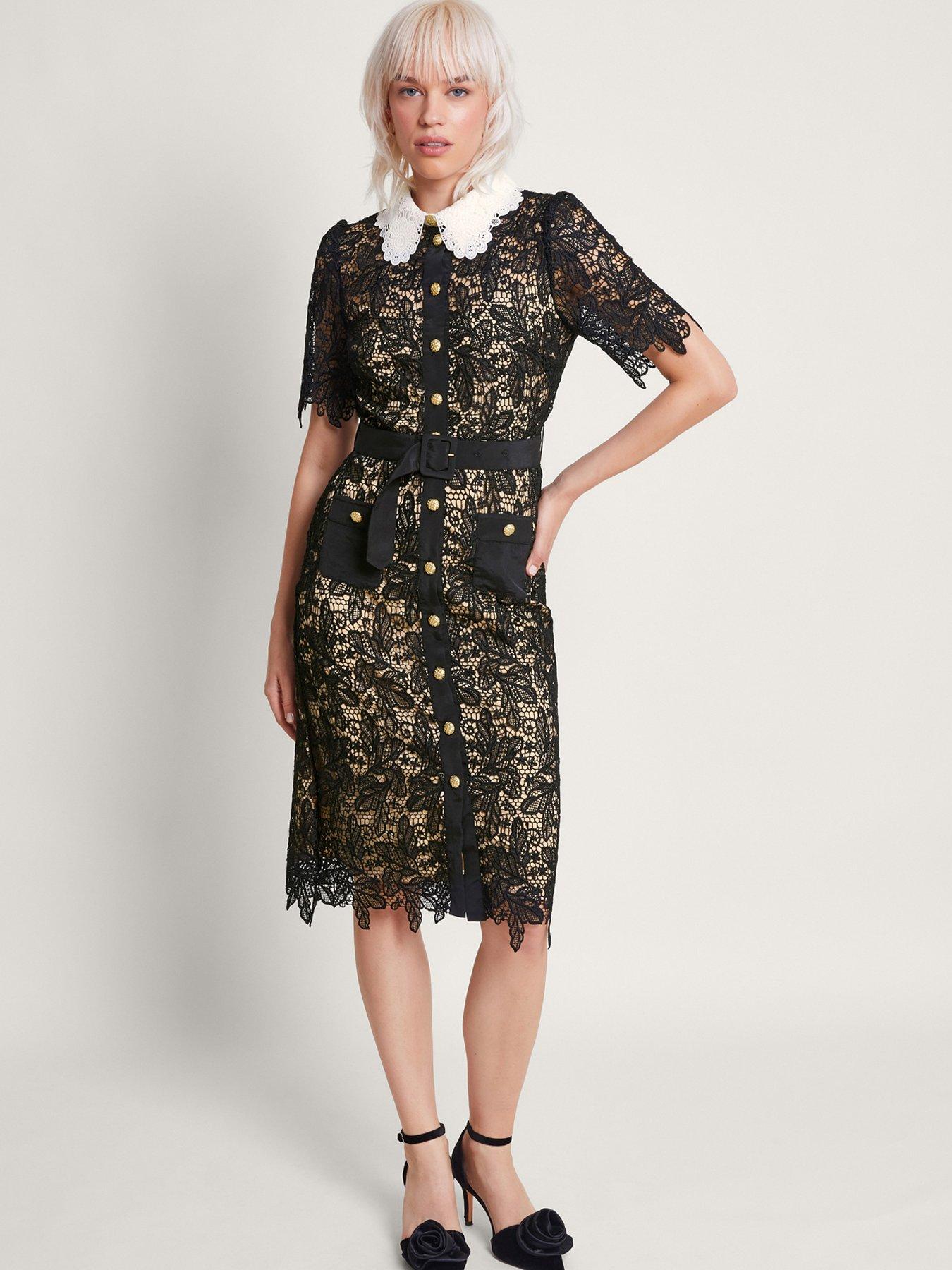 Black and beige lace dress best sale