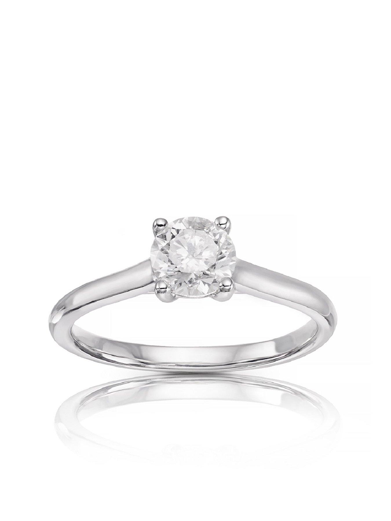 Product photograph of Ernest Jones 14ct White Gold 0 66ct Diamond Four Claw Solitaire Ring from very.co.uk