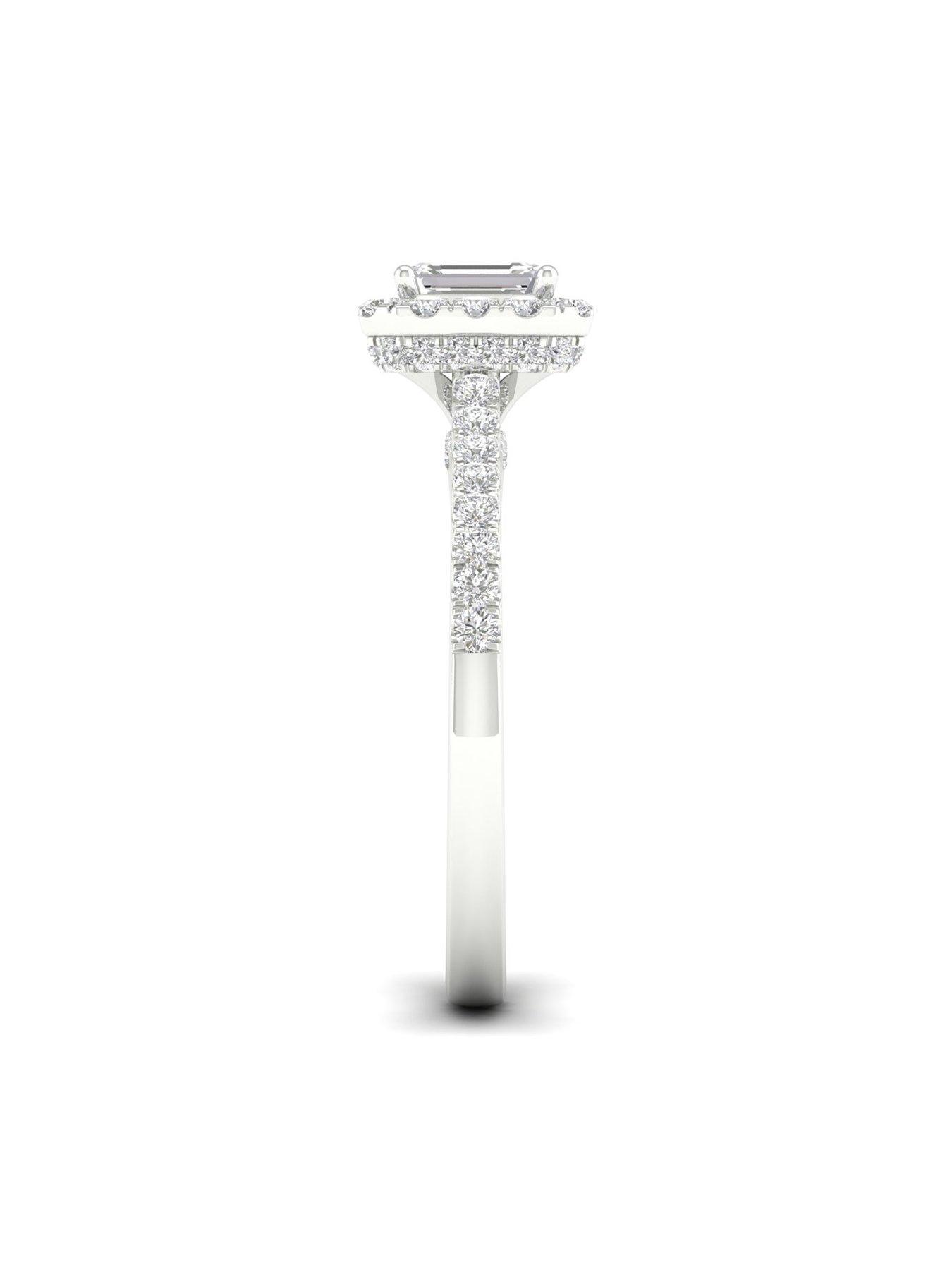 Image 4 of 8 of Ernest Jones 18ct White Gold &amp; Platinum 0.66ct Diamond Halo Ring