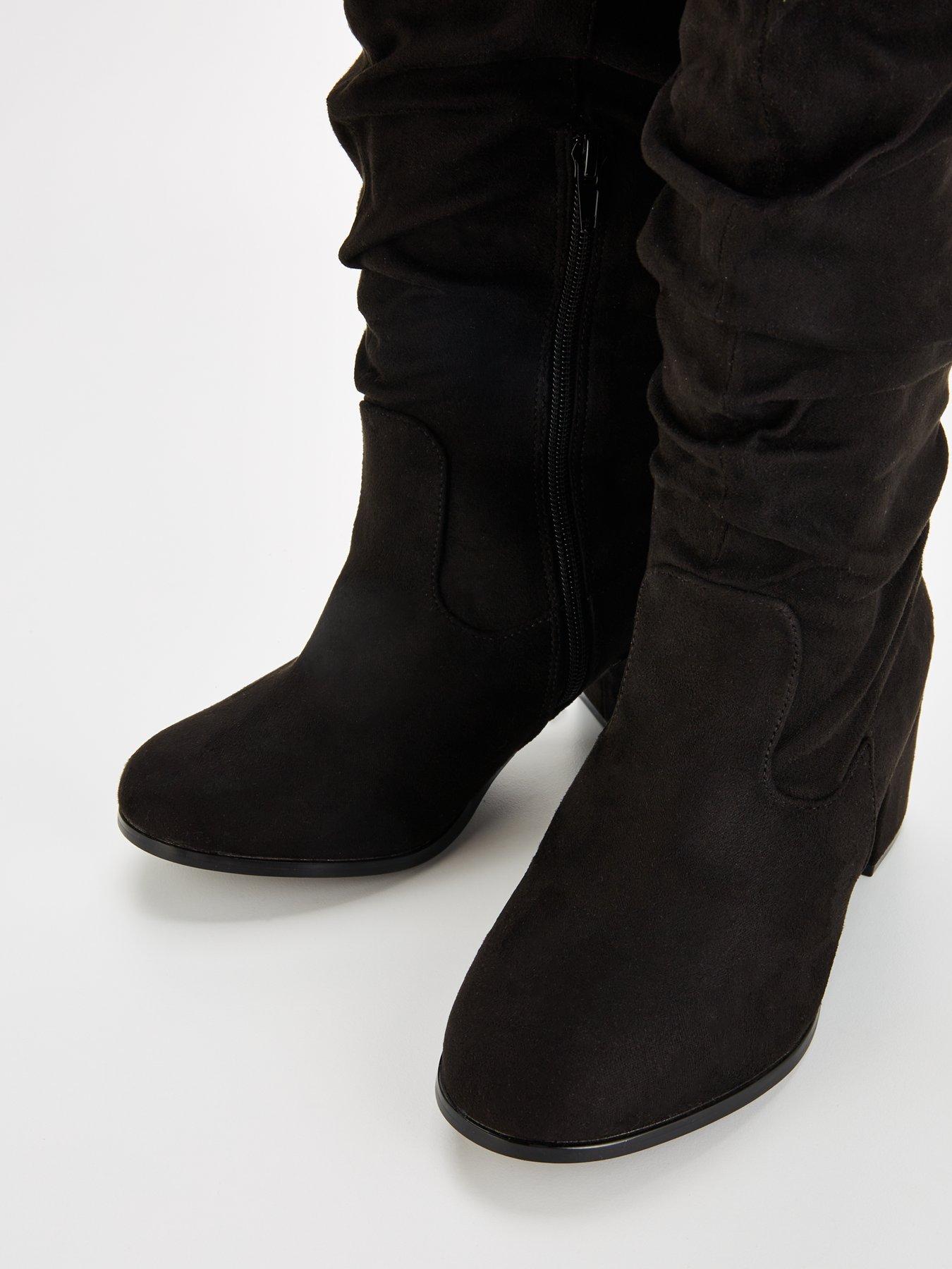 Black leather slouch boots uk best sale