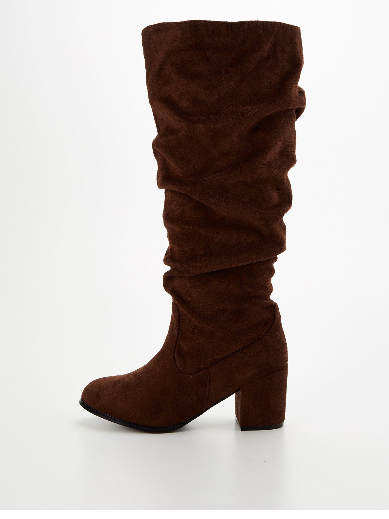 undefined Wide Fit Knee High Slouch Boot With Wider Fitting Calf - Brown