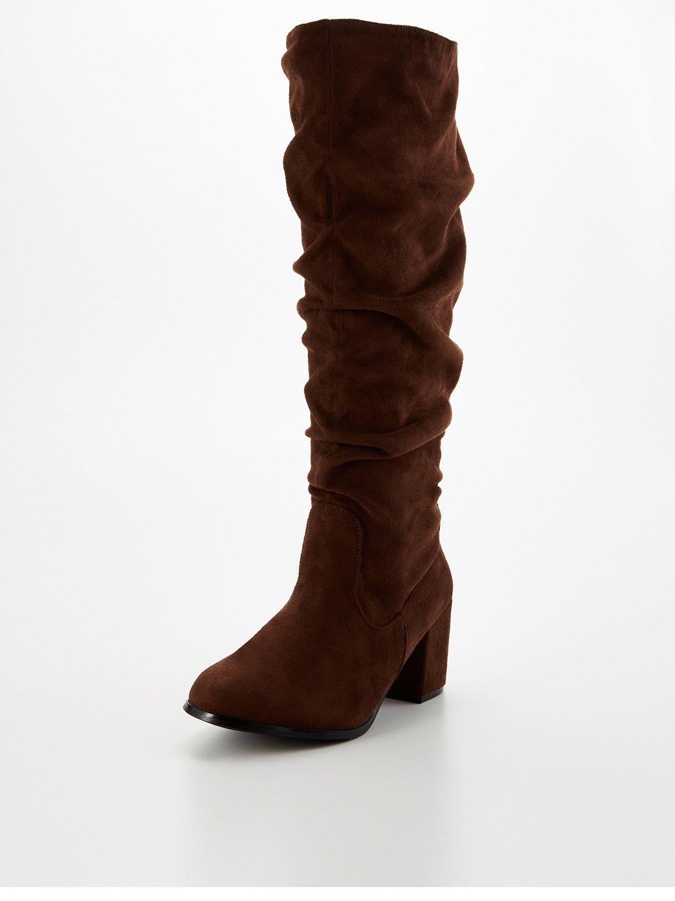 Brown slouchy knee high boots hotsell