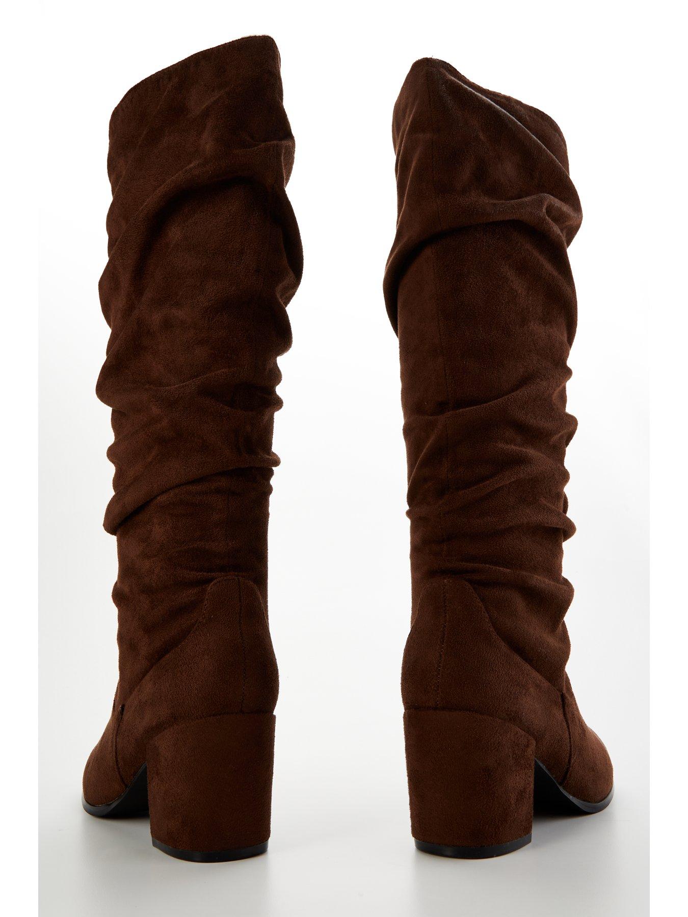 Wide Fit Knee High Slouch Boot With Wider Fitting Calf Brown