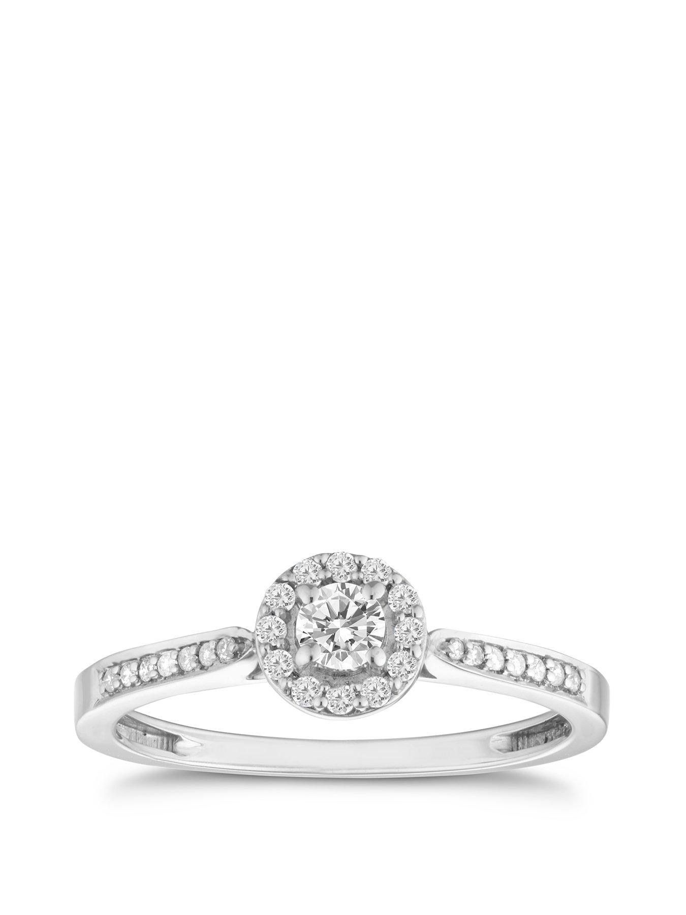 Product photograph of Ernest Jones 9ct White Gold 0 25ct Total Diamond Halo Ring from very.co.uk