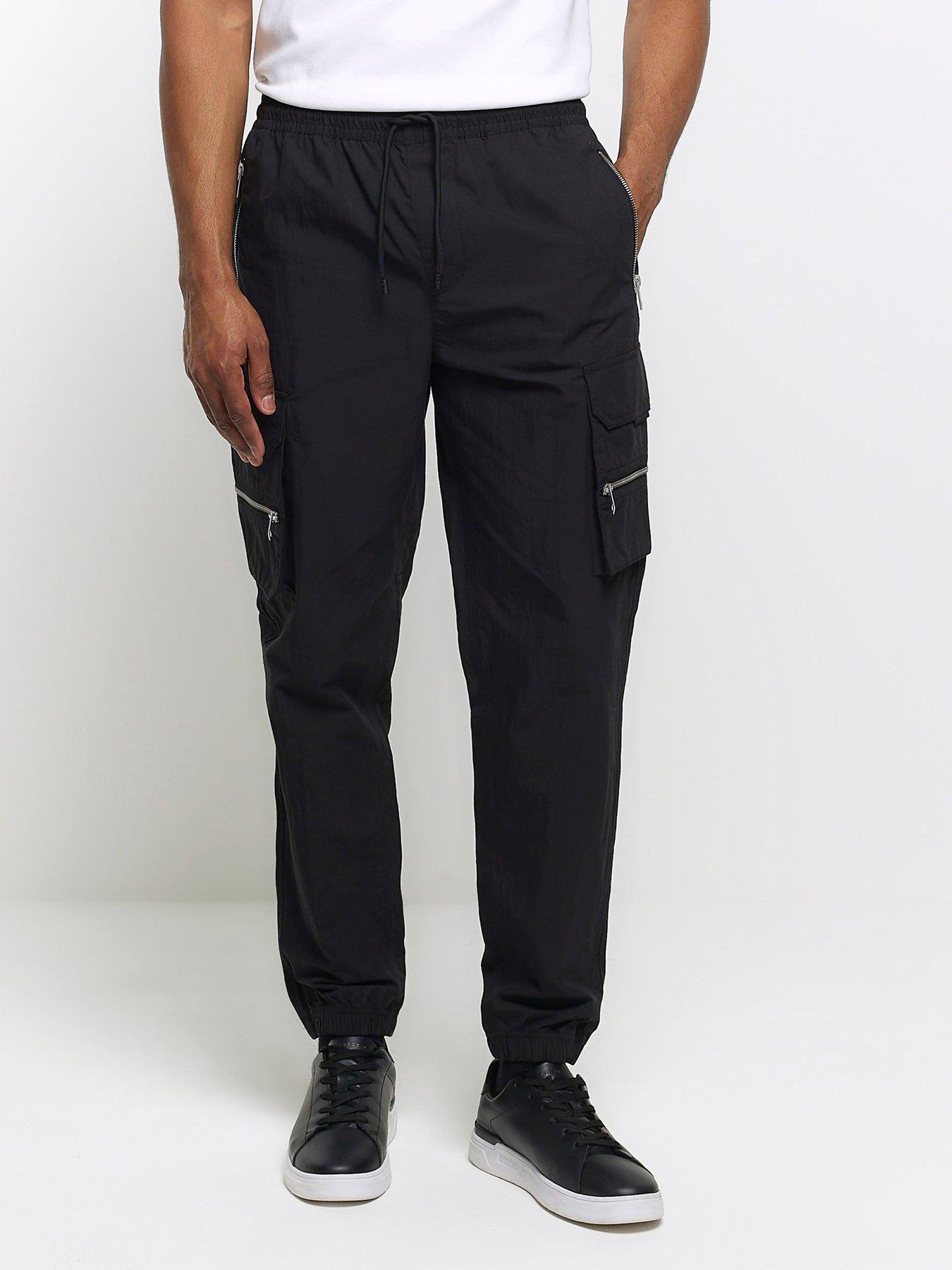 River Island Cezanne Zippy Cargo Trousers - Black | Very.co.uk