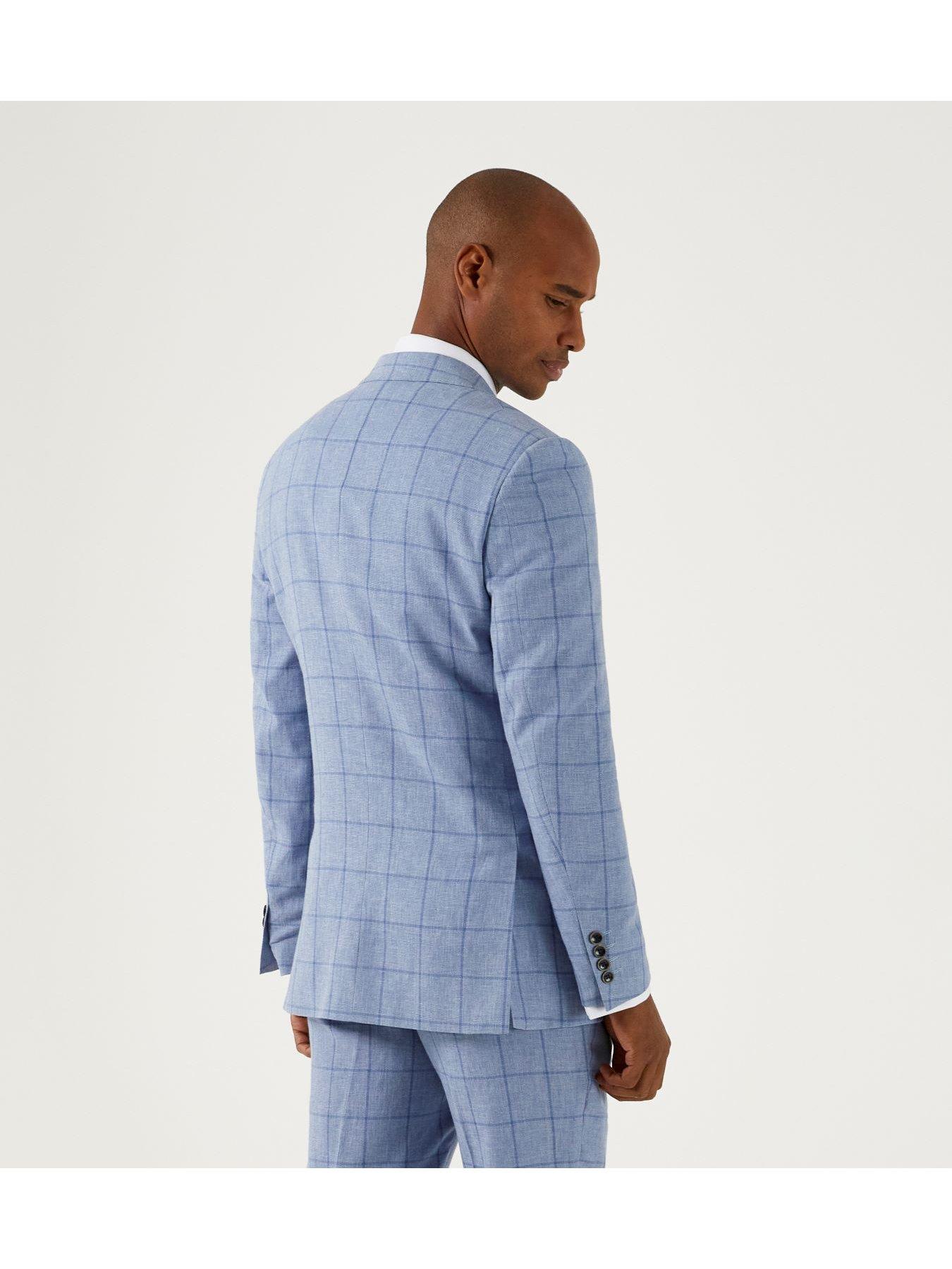 Image 2 of 5 of Skopes Dudley Check Tailored Suit Jacket - Light Blue