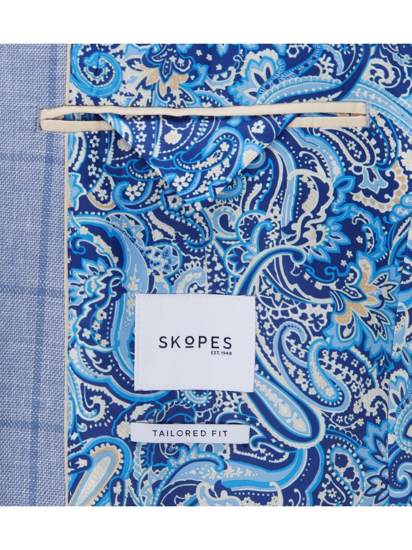 Image 4 of 5 of Skopes Dudley Check Tailored Suit Jacket - Light Blue