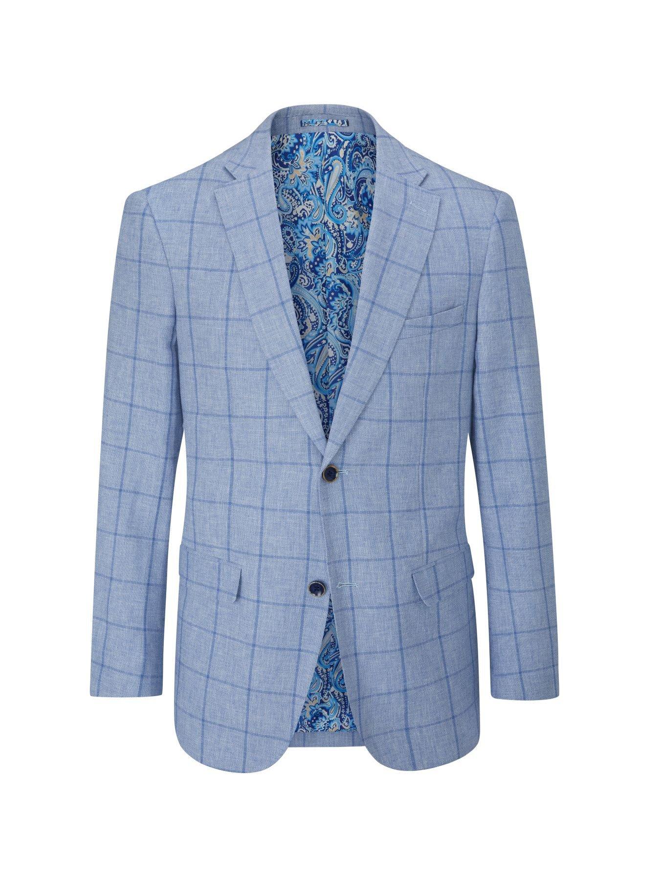 Image 5 of 5 of Skopes Dudley Check Tailored Suit Jacket - Light Blue