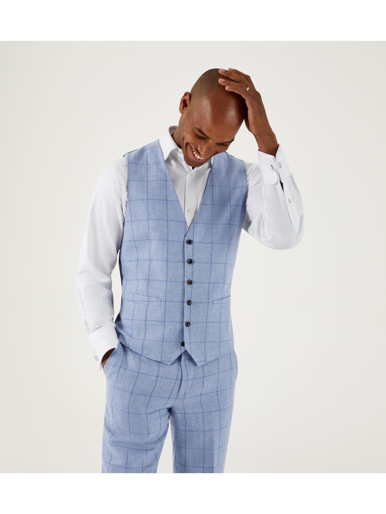 Image 1 of 5 of Skopes Dudley Check Standard Waistcoat - Light Blue