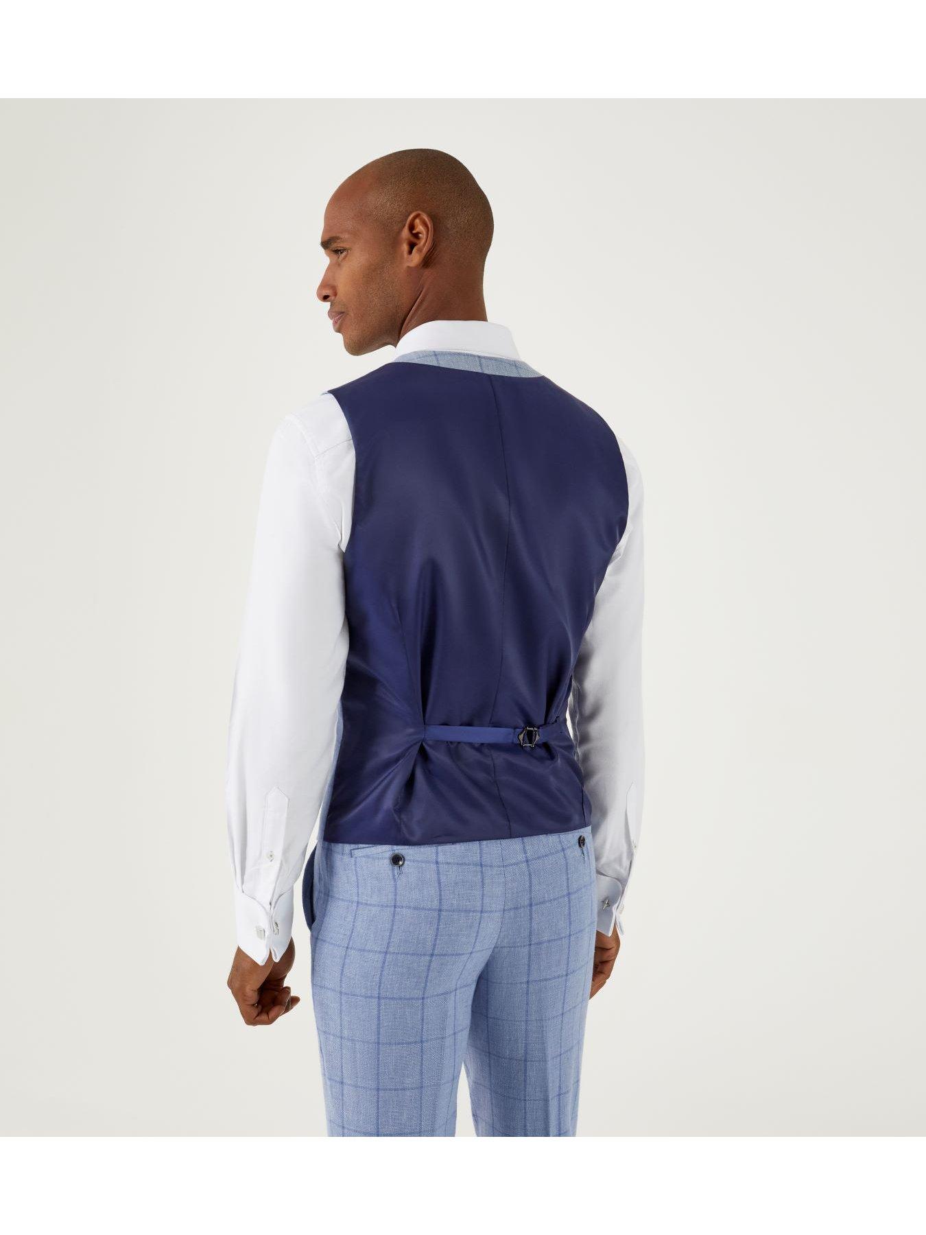 Image 2 of 5 of Skopes Dudley Check Standard Waistcoat - Light Blue