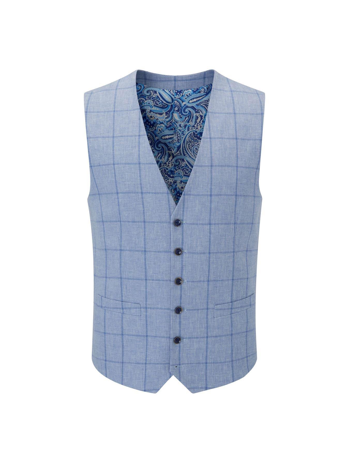 Image 5 of 5 of Skopes Dudley Check Standard Waistcoat - Light Blue