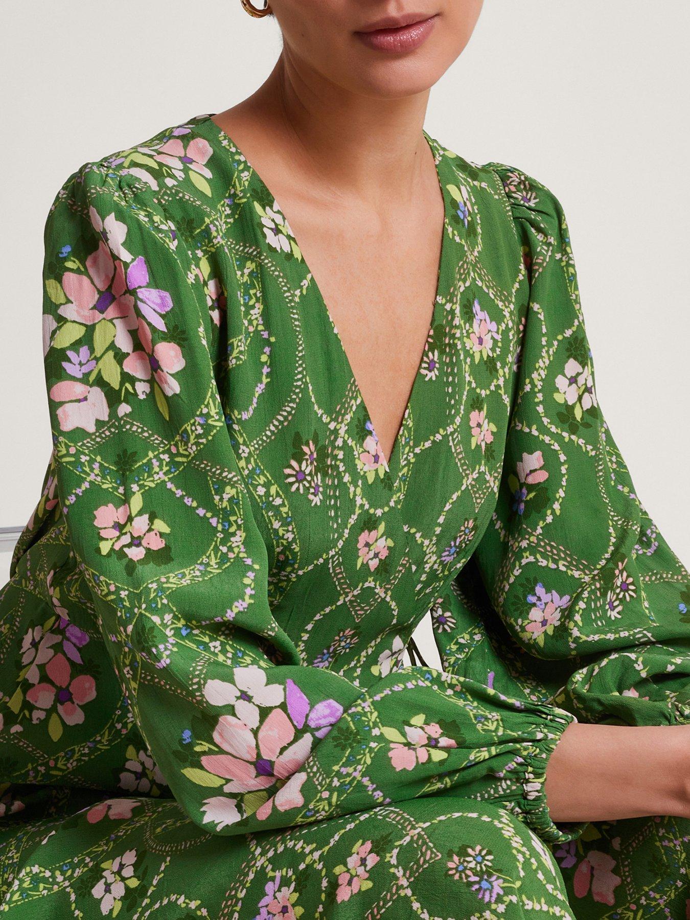 Monsoon Kira Wrap Dress Green Very