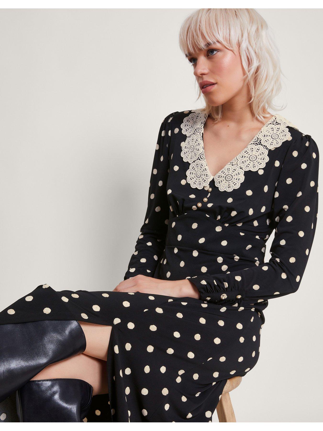 Sally Spot Collar Dress Black