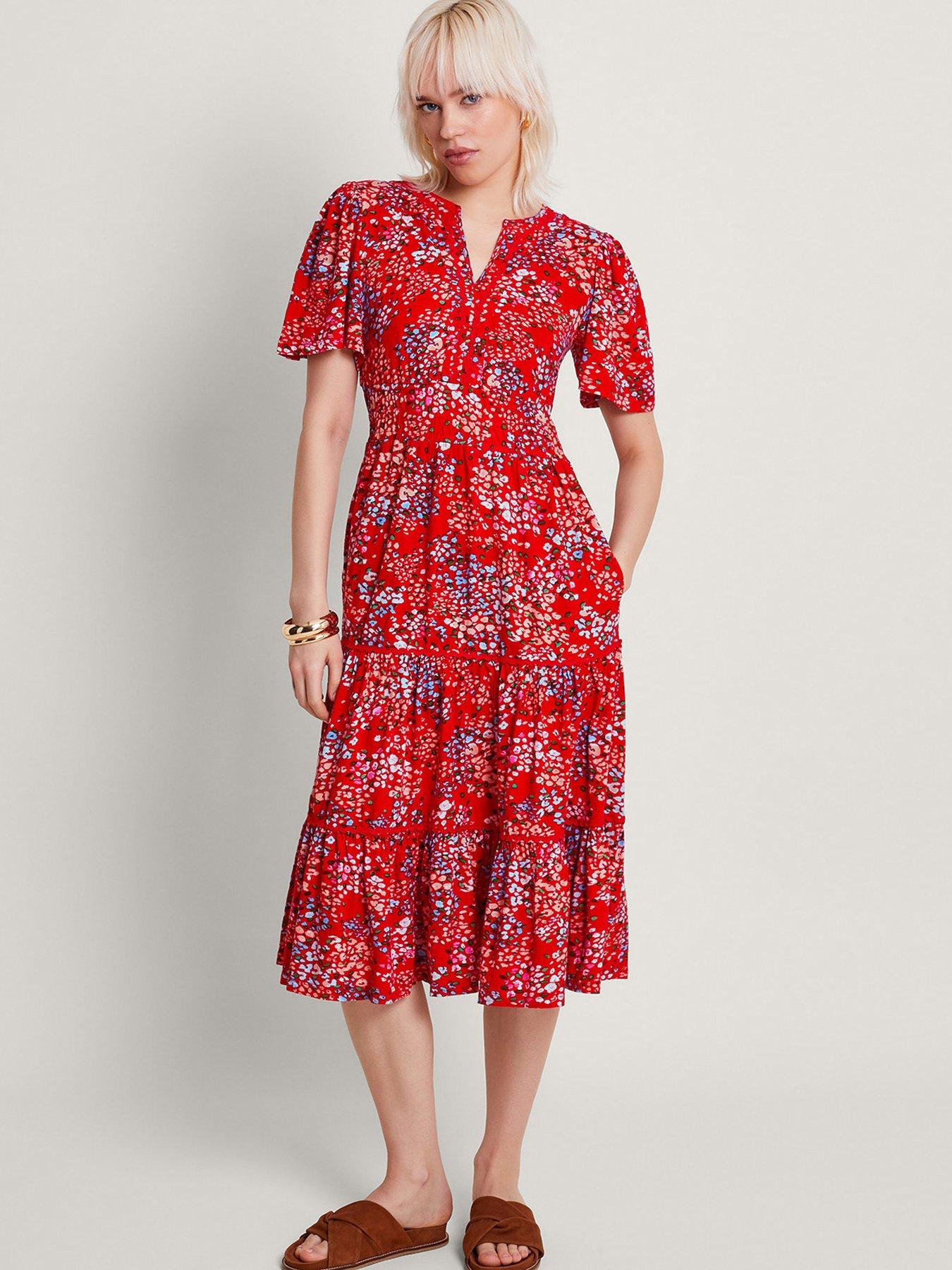 Image 1 of 4 of Monsoon Micola Print Tier Dress