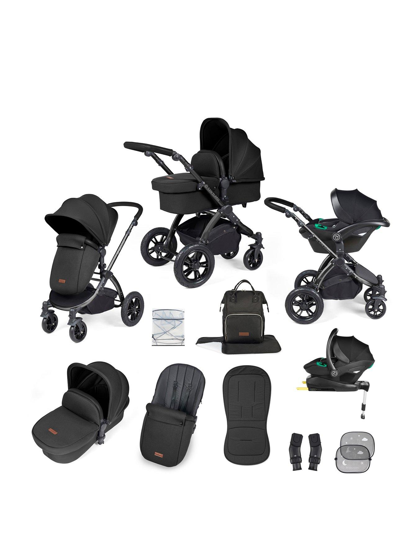 Ickle Bubba Stomp Luxe All-In-One I-Size Travel System With Isofix Base (Stratus) - Black / Midnight / Black