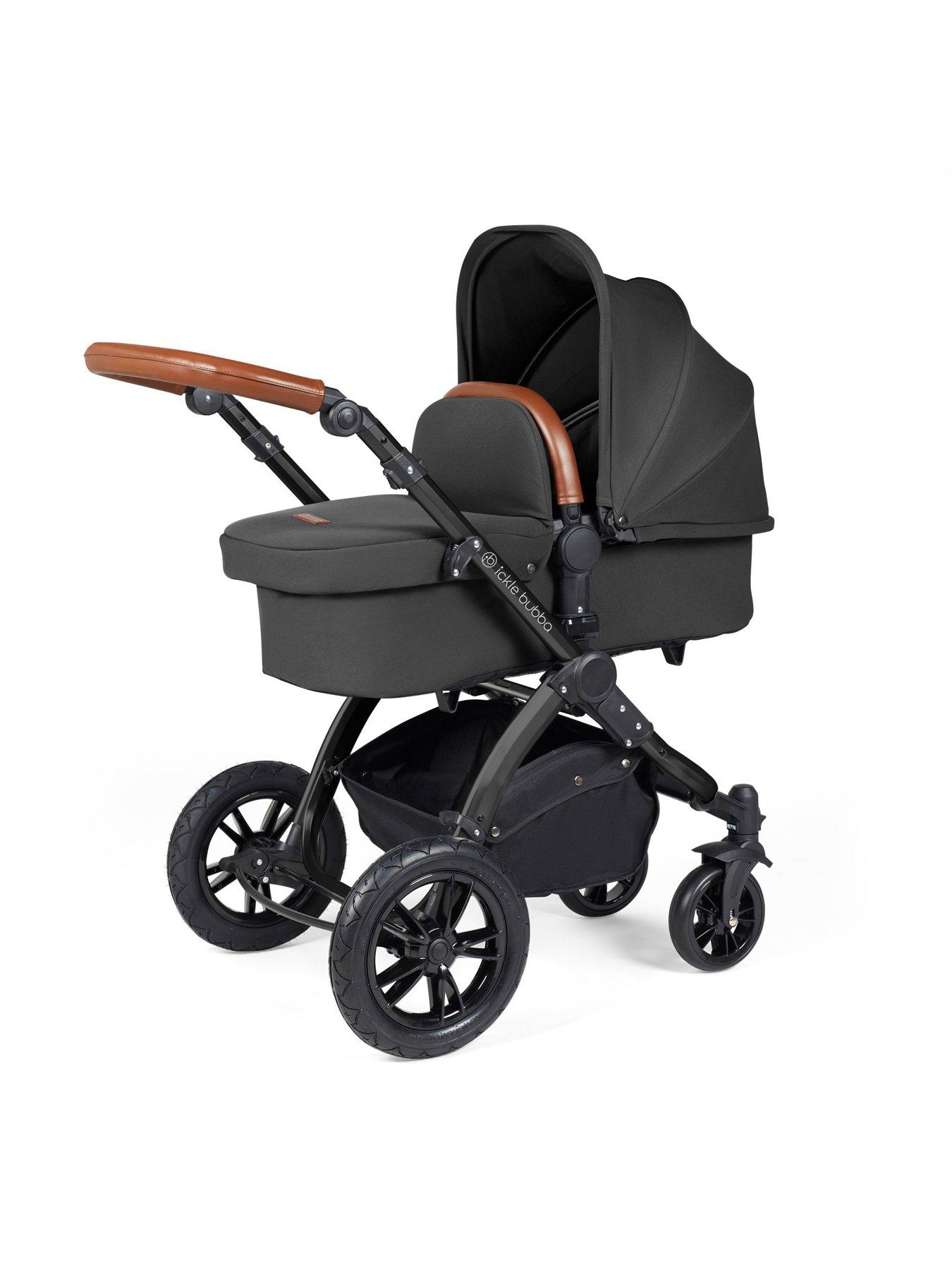 Ickle Bubba Stomp Luxe All in One I Size Travel System With Isofix Base Stratus Black Charcoal Grey Tan Very