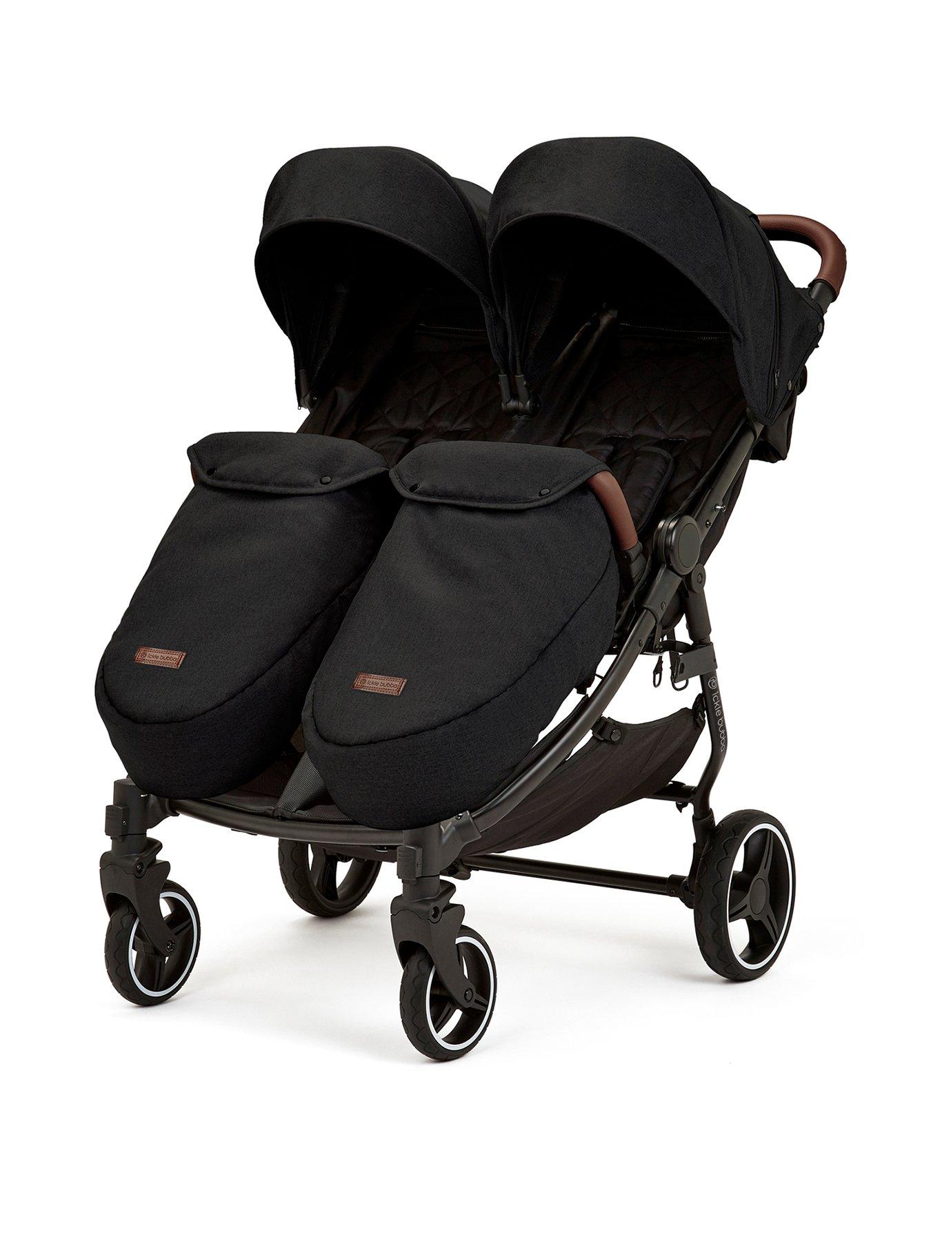 Ickle Bubba Venus Max Double Stroller - Black / Black / tan