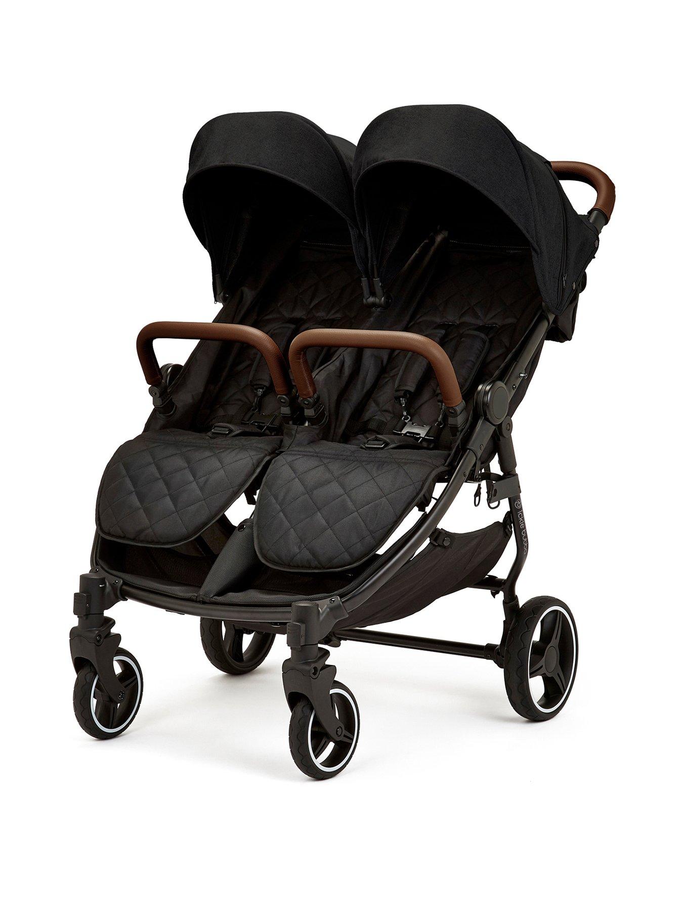 Image 2 of 7 of Ickle Bubba Venus Max Double Stroller - Black / Black / tan