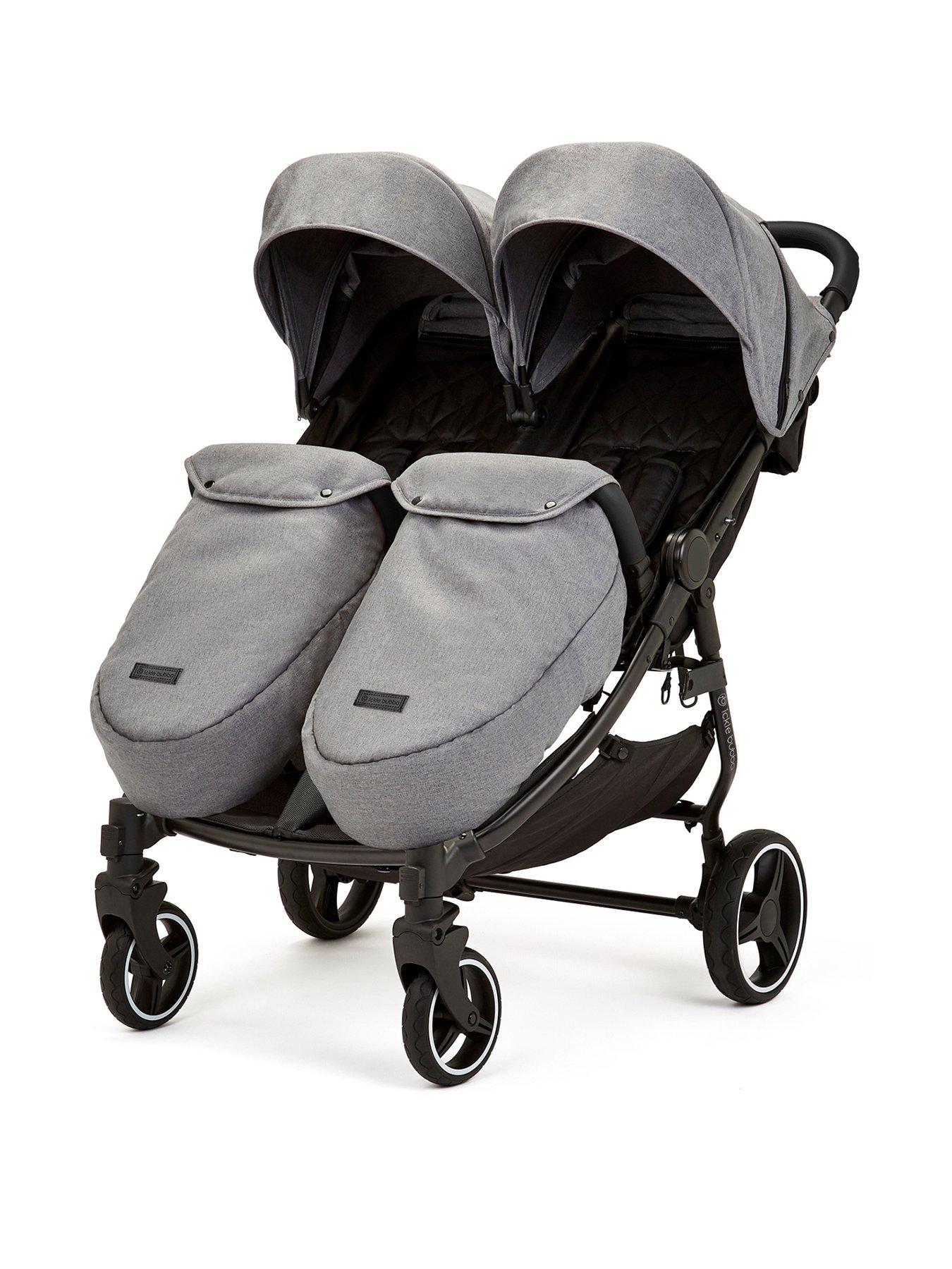 Image 1 of 7 of Ickle Bubba Venus Max Double Stroller - Black / Space Grey / Black