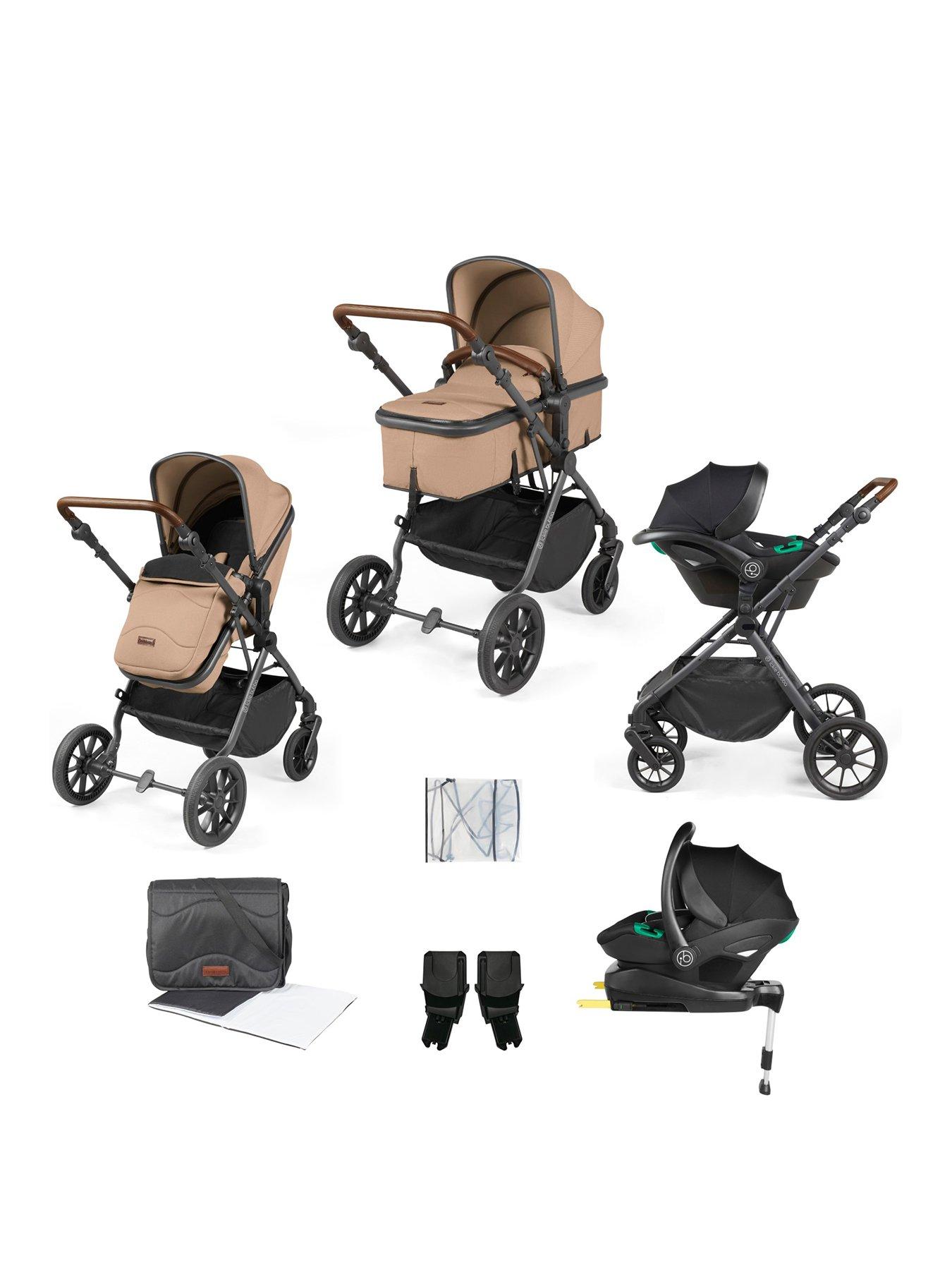 Ickle Bubba Cosmo All in One I Size Travel System With Isofix Base Stratus Gunmetal Black Tan Very