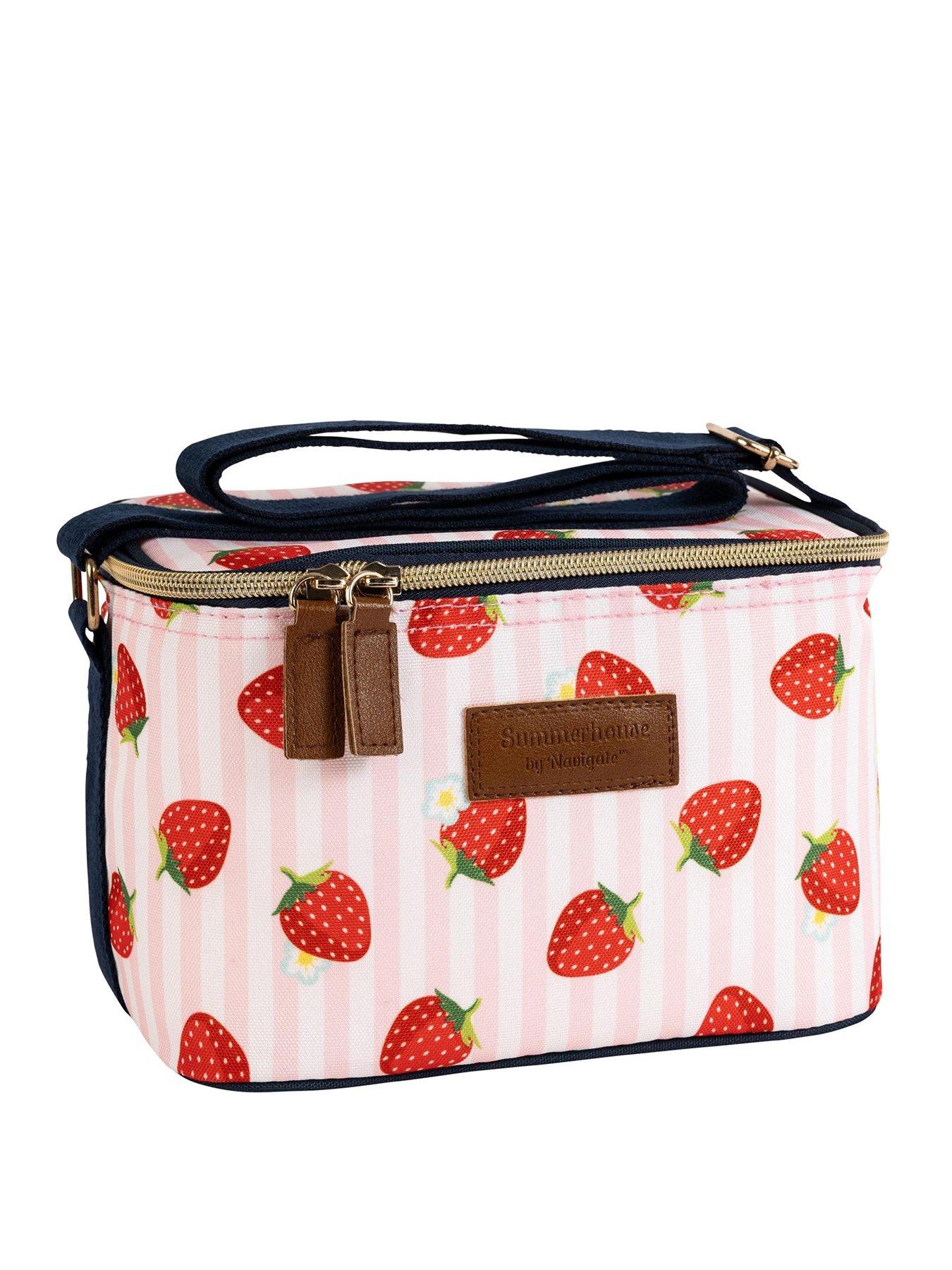 Image 1 of 3 of Summerhouse by Navigate Strawberries &amp; Cream Insulated Personal Picnic Cool Bag - Pink
