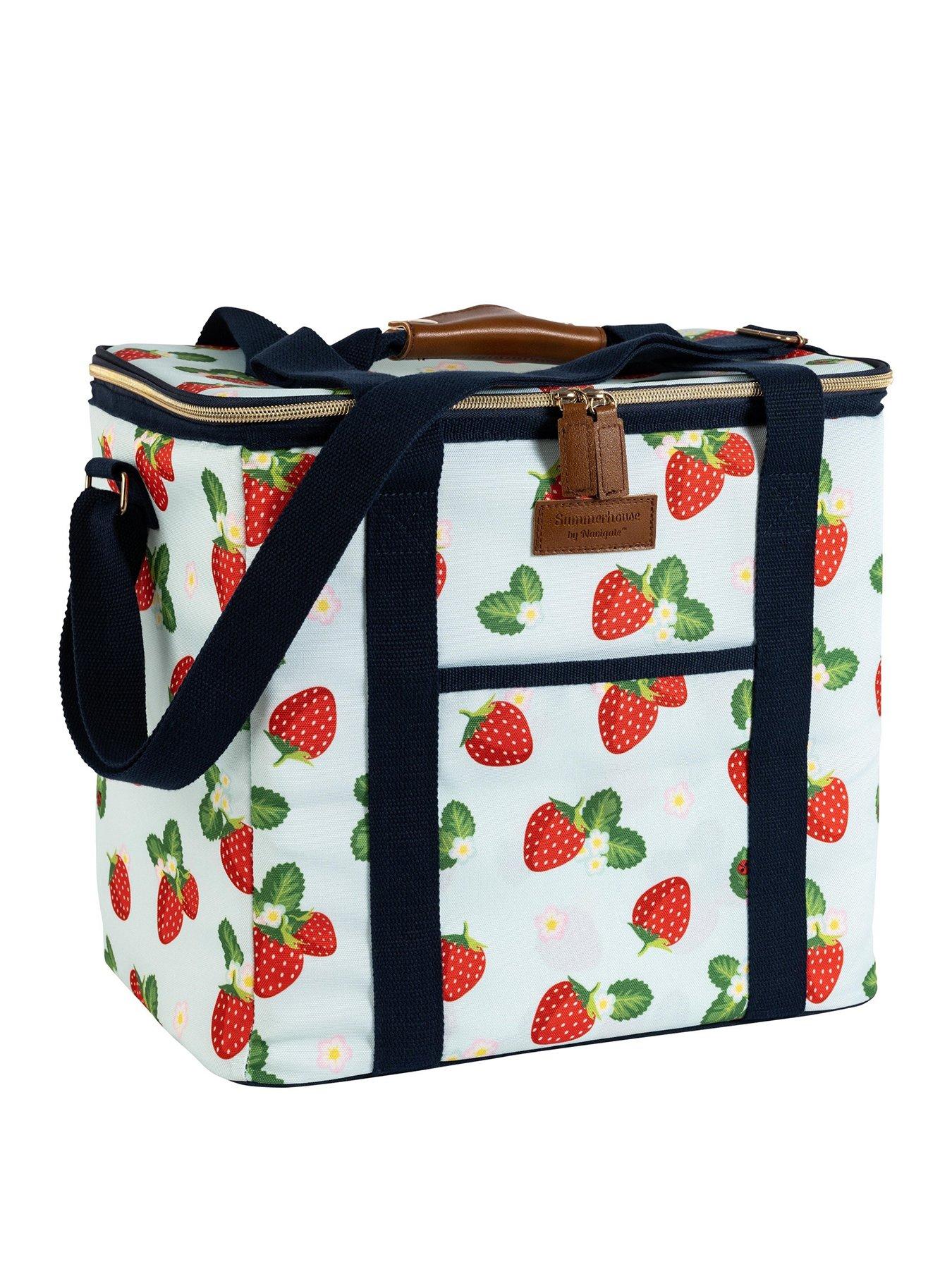 Image 1 of 4 of Summerhouse by Navigate Strawberries &amp; Cream Insulated Family Picnic Cool Bag - Vintage Aqua