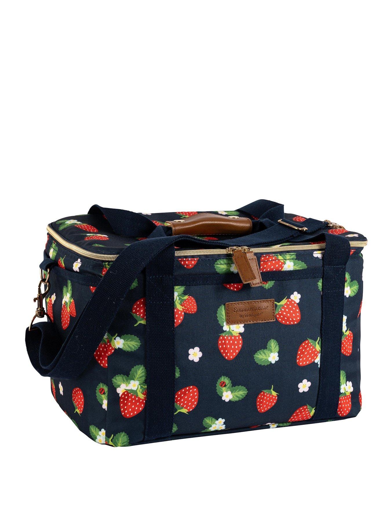 Image 1 of 5 of Summerhouse by Navigate Strawberries &amp; Cream Insulated Luxury Family Picnic Cool Bag - Navy