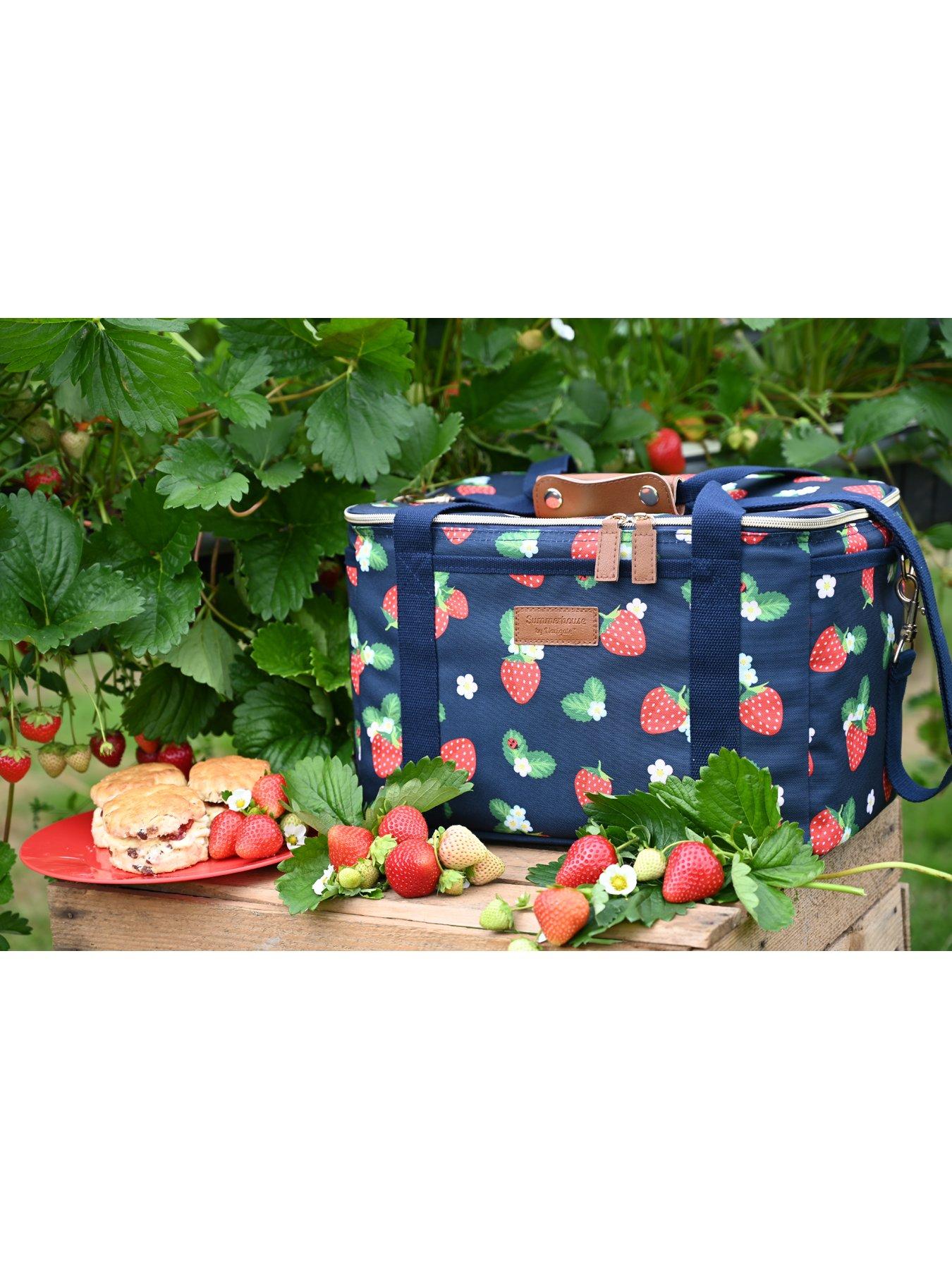 Image 4 of 5 of Summerhouse by Navigate Strawberries &amp; Cream Insulated Luxury Family Picnic Cool Bag - Navy