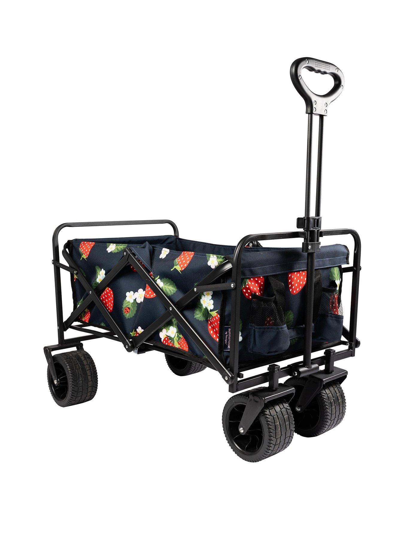 undefined Strawberries  &  Cream Extra Large Foldable Picnic, Beach  &  Festival Wagon - Navy