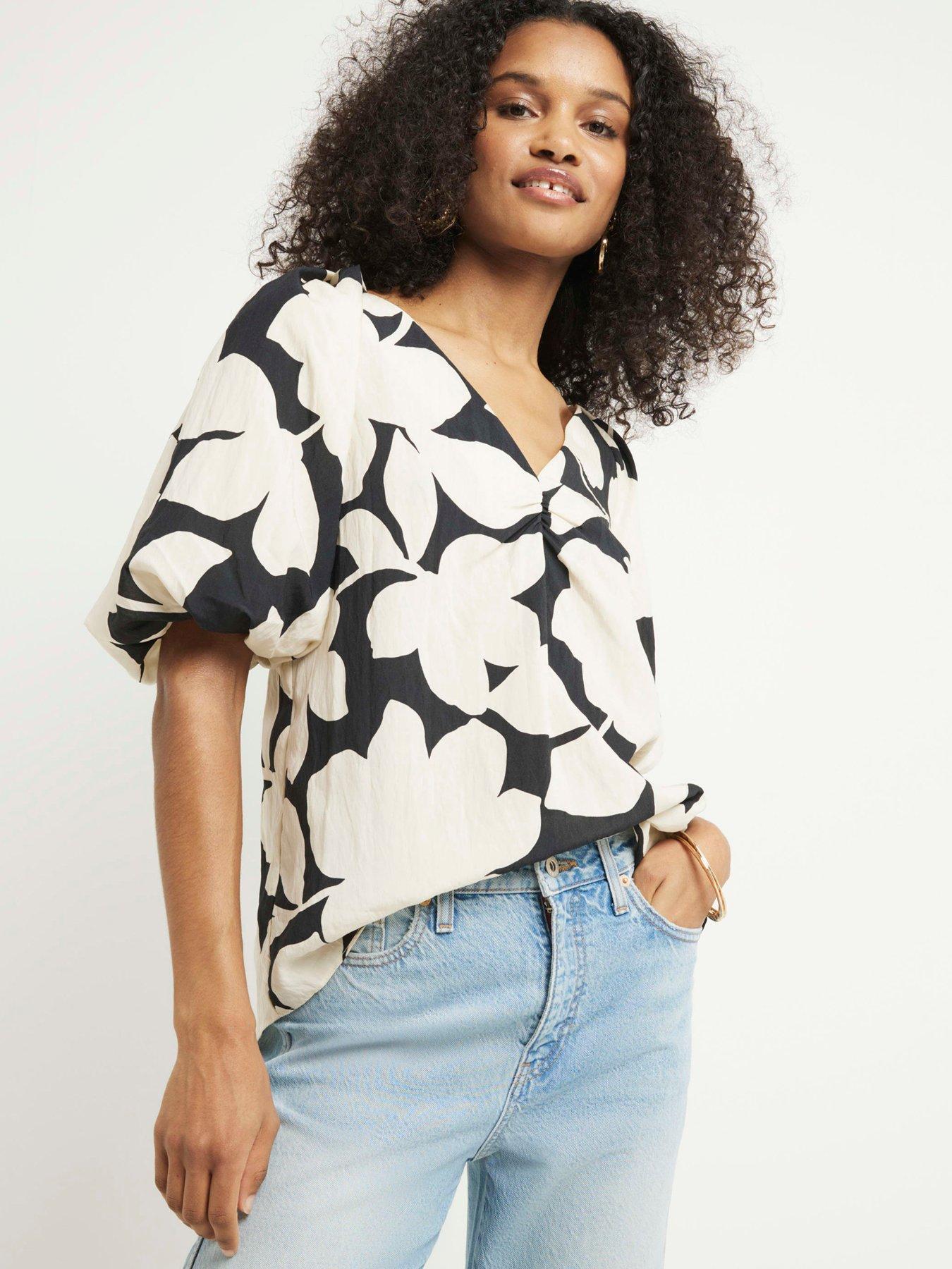 River Island Floral Neck Blouse - Black | Very