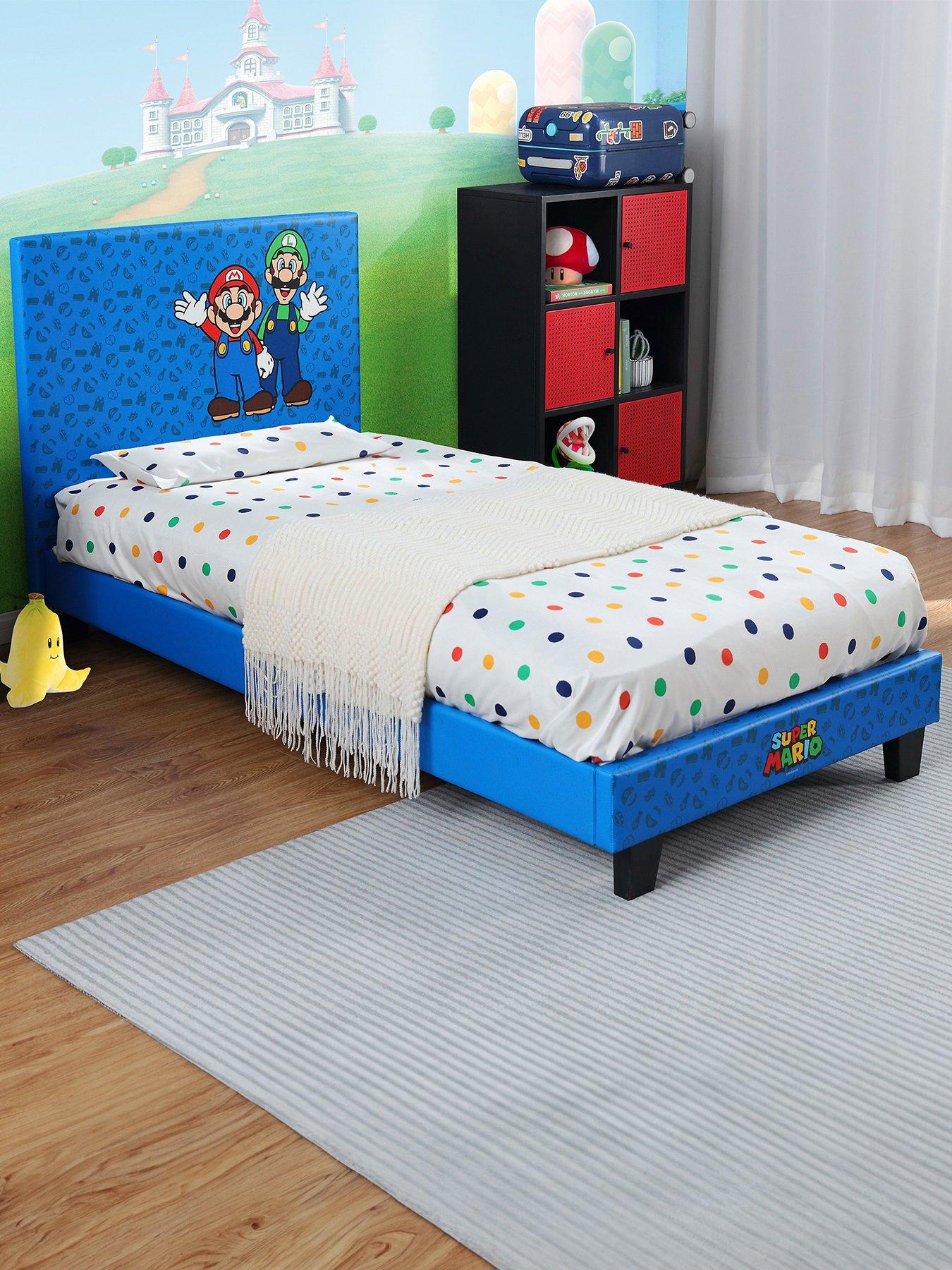 Product photograph of X Rocker Nintendo Super Mario Single Bed Frame - Blue from very.co.uk