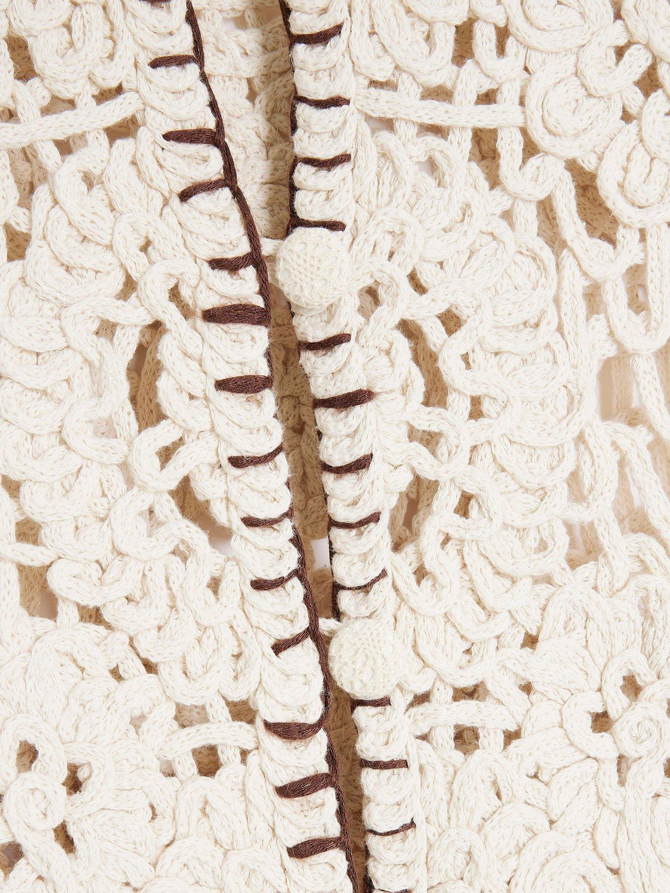 River Island Crochet Cardigan Cream Very.co.uk