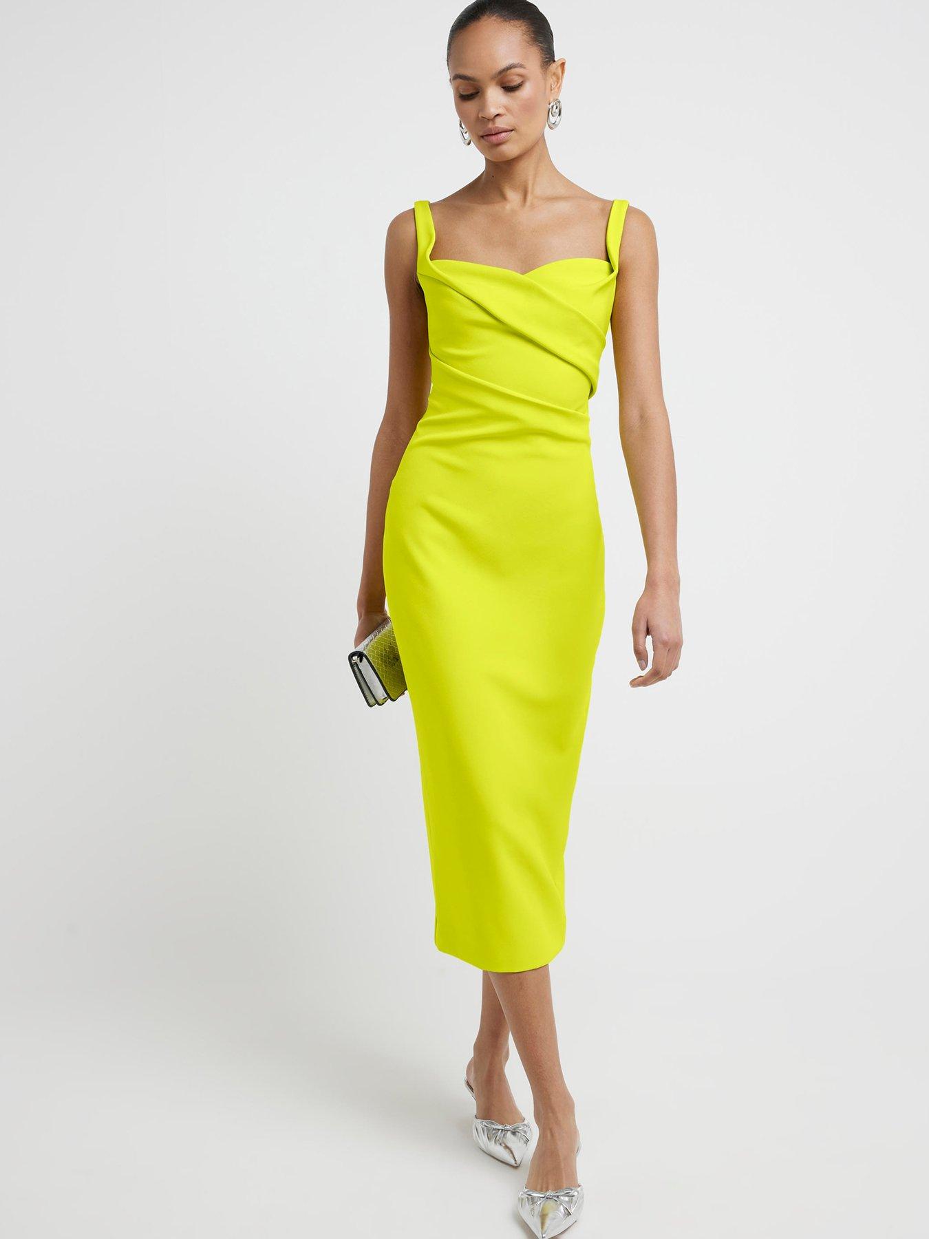 Ruched Bodycon Dress Lime