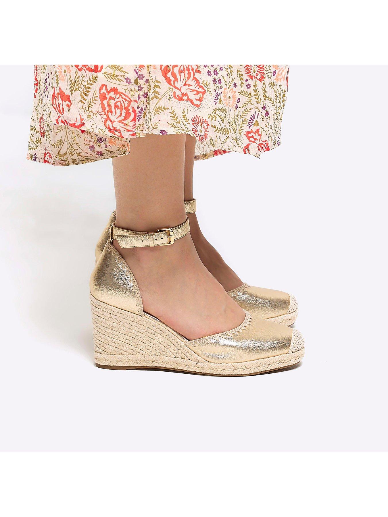 River Island Wedged Espadrille Gold Very