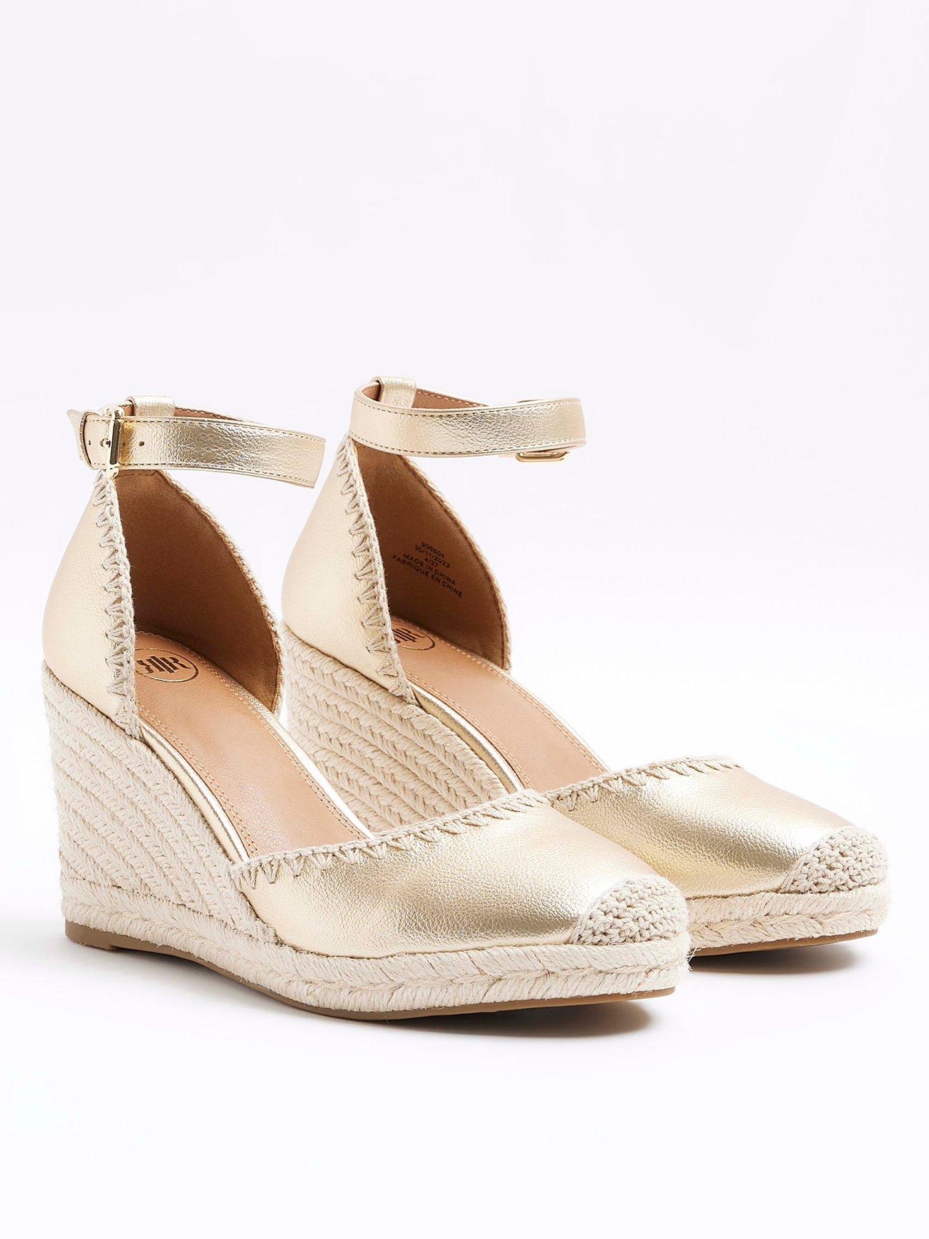 River island gold wedges on sale