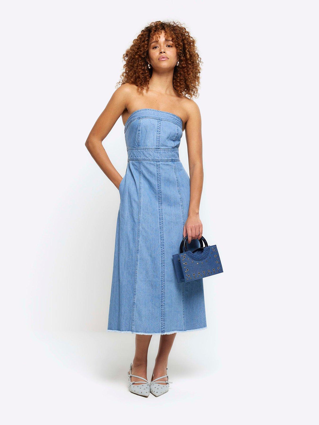 Denim blue bridesmaid dresses online
