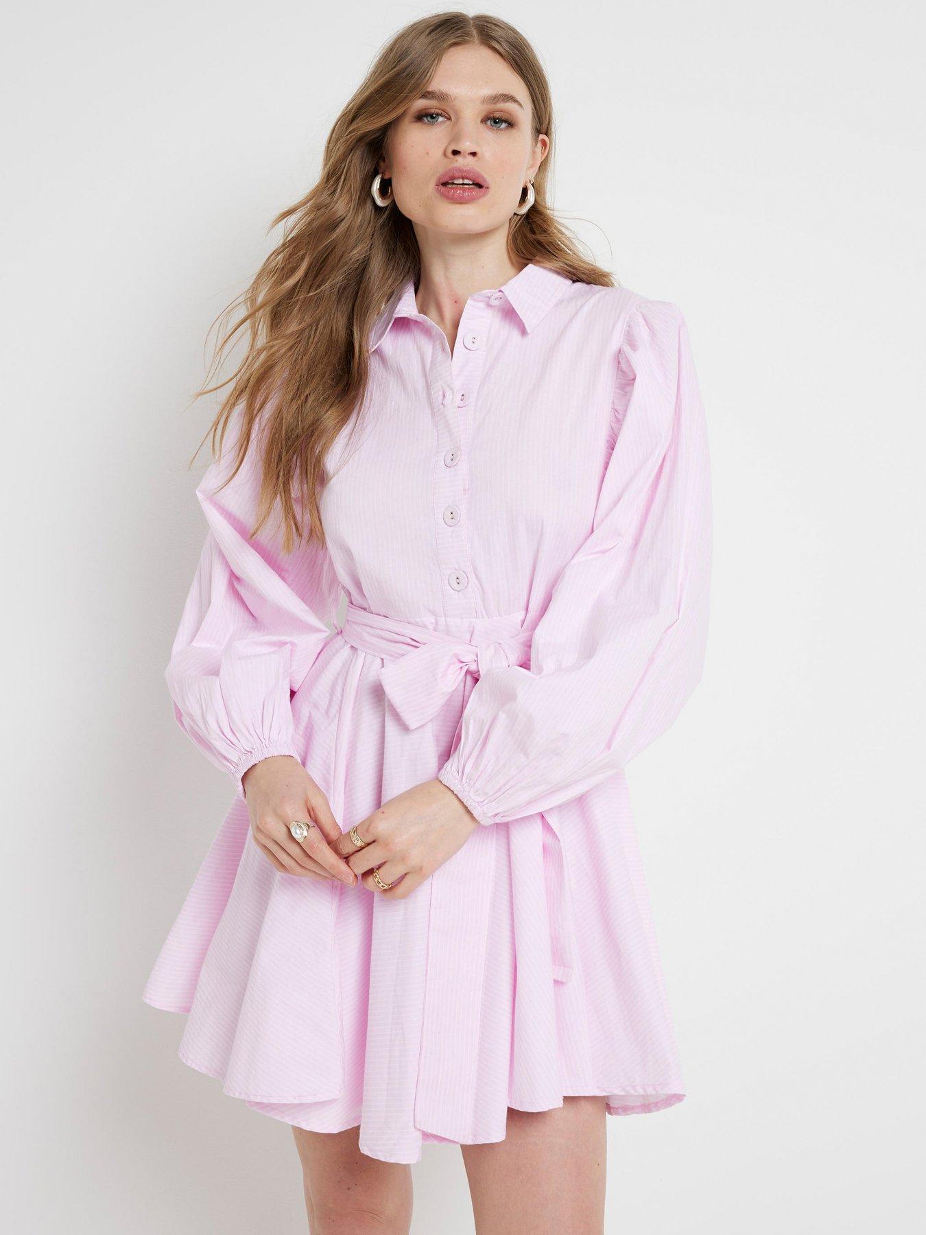 Pink striped shirt dress hotsell