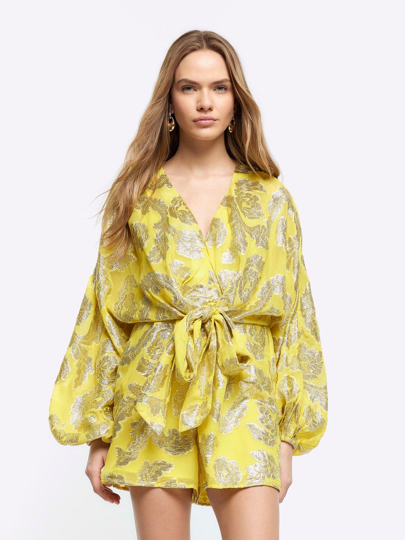 river-island-metallic-tie-playsuit-yellow