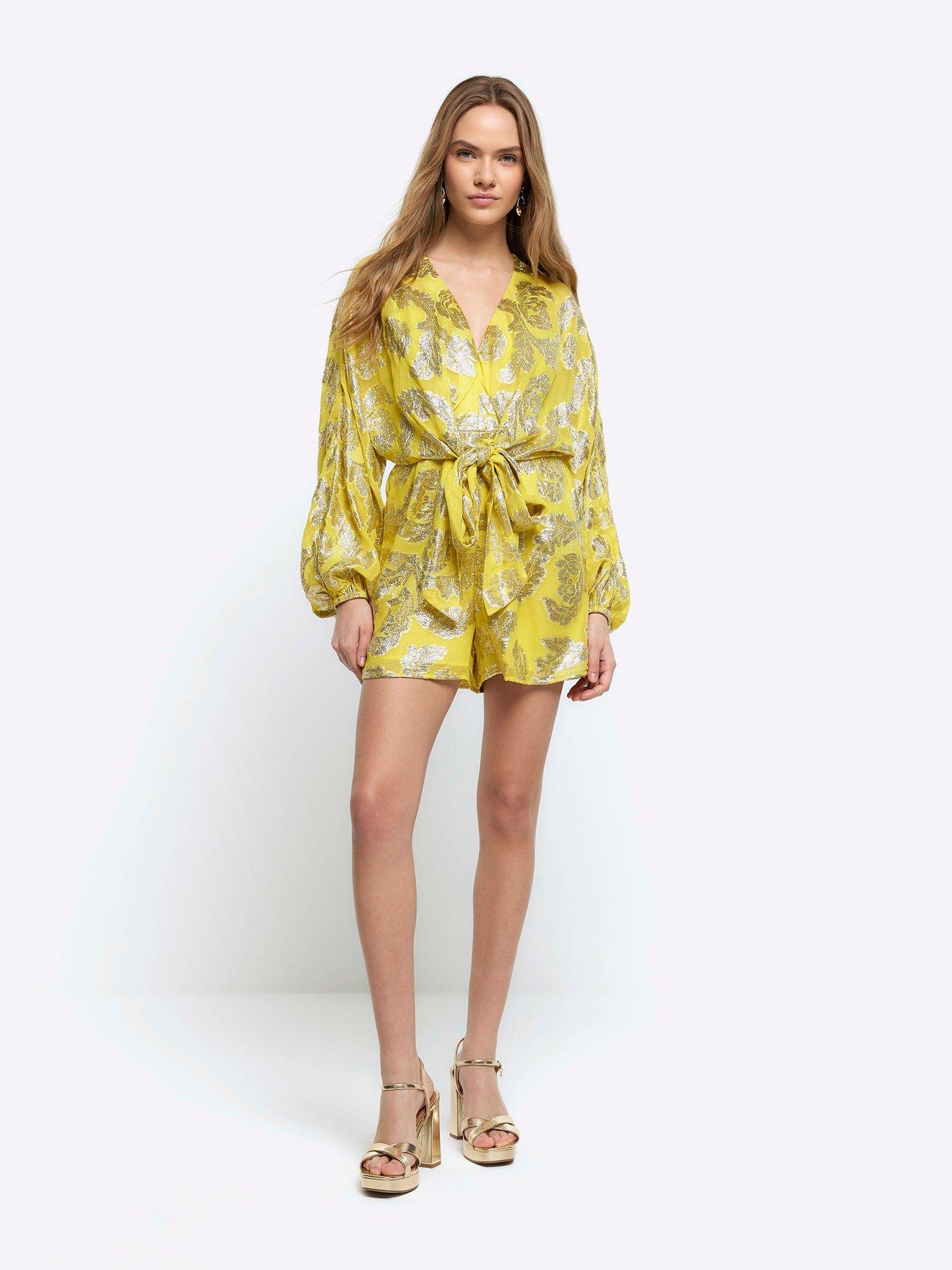 Yellow playsuit best sale river island