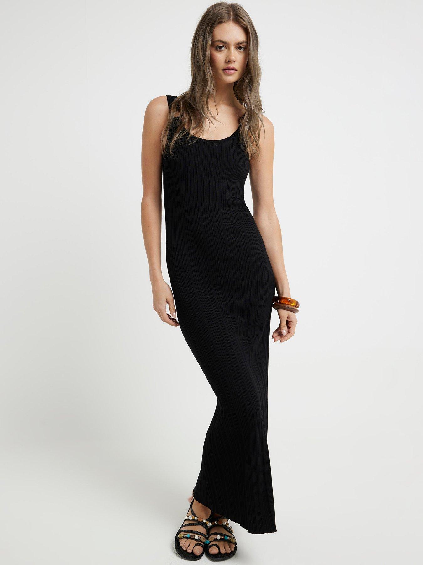 River Island Rib Knit Dress - Black