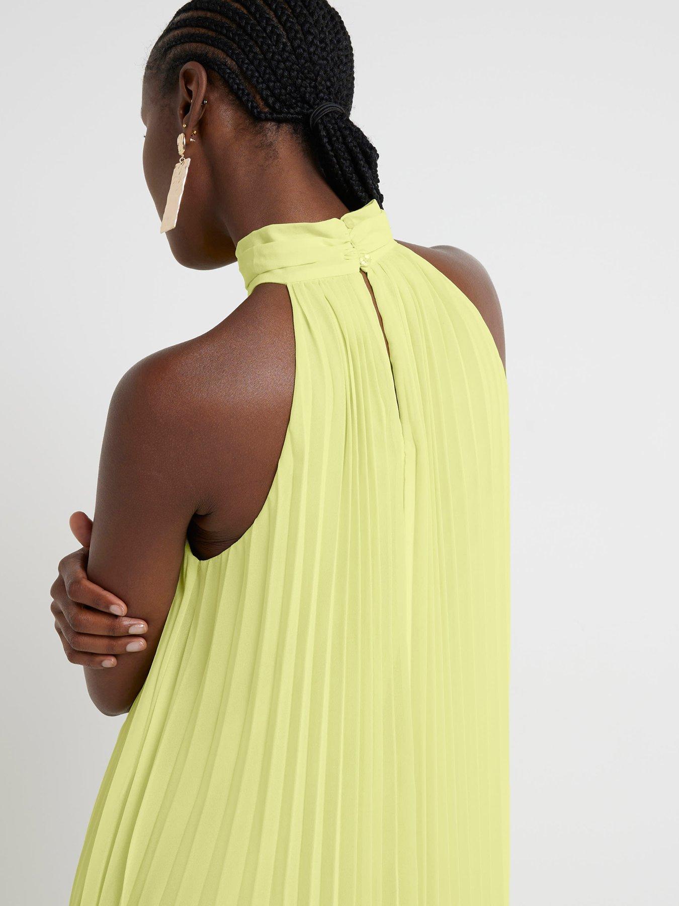 Image 2 of 4 of River Island Pleated Maxi Dress - Yellow