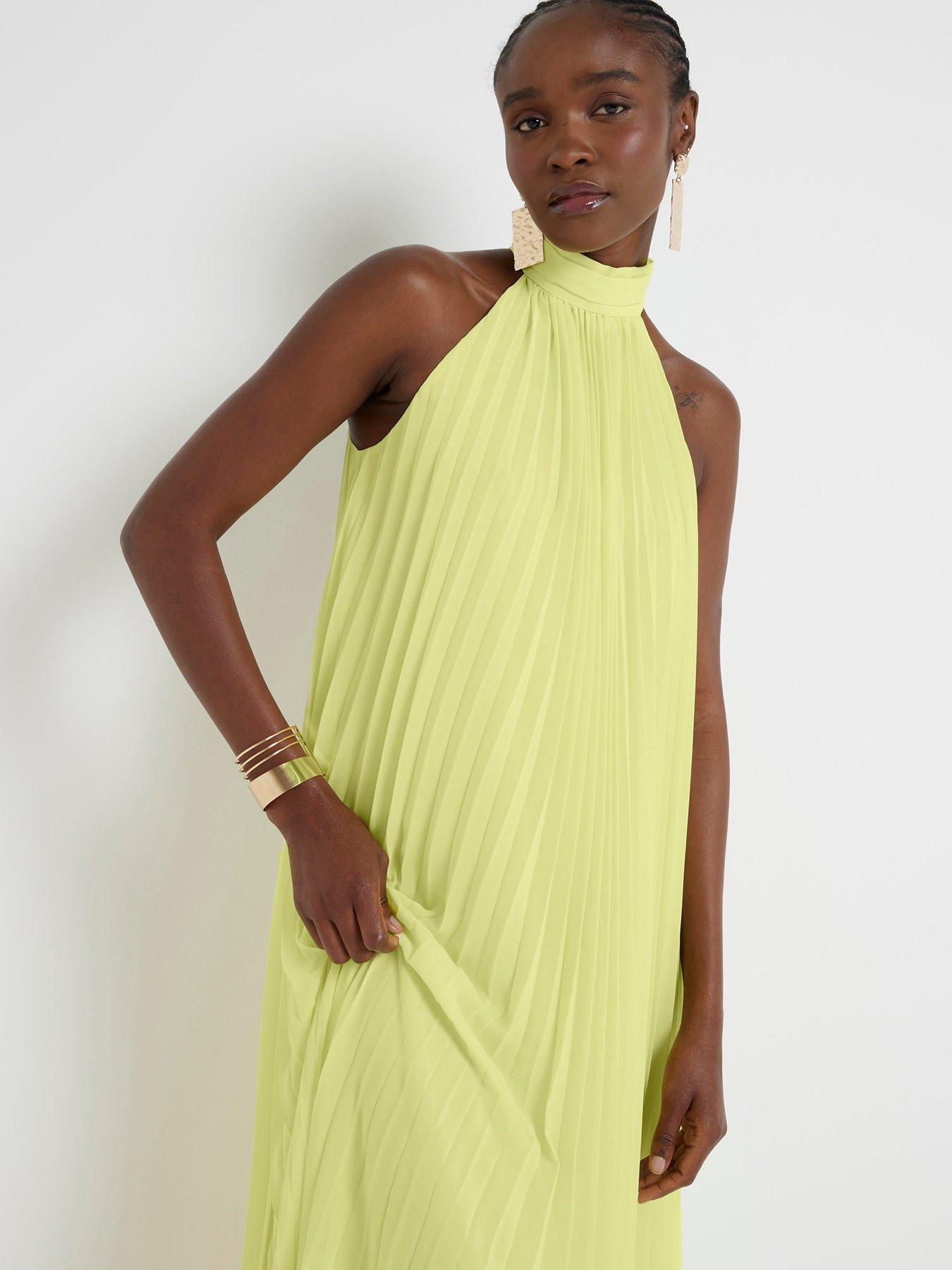 Image 4 of 4 of River Island Pleated Maxi Dress - Yellow