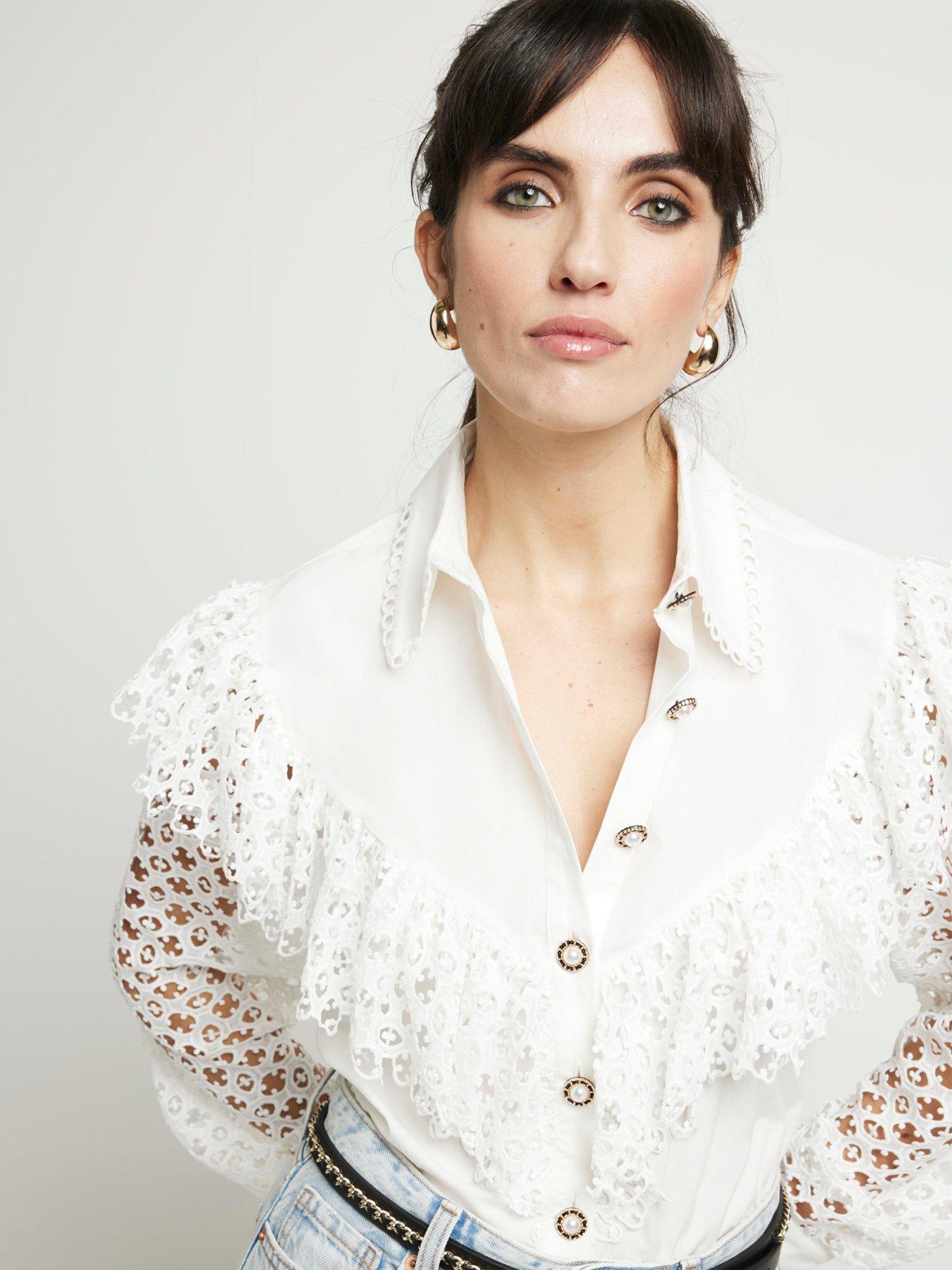 river island pink frill shirt