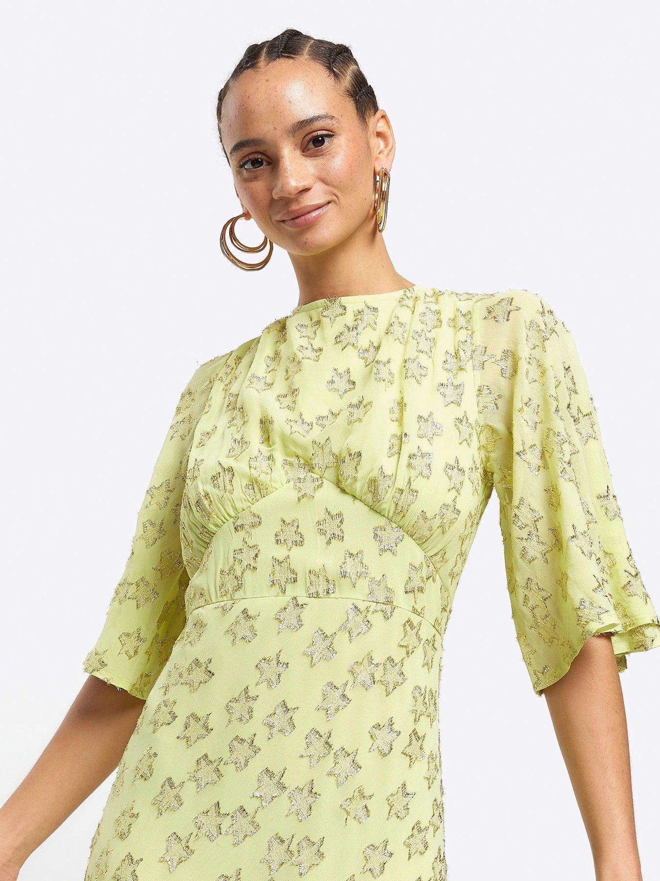 slim fit dress slacks Rent River Island Lime Green Satin Long Sleeve Mini Dress main image 1