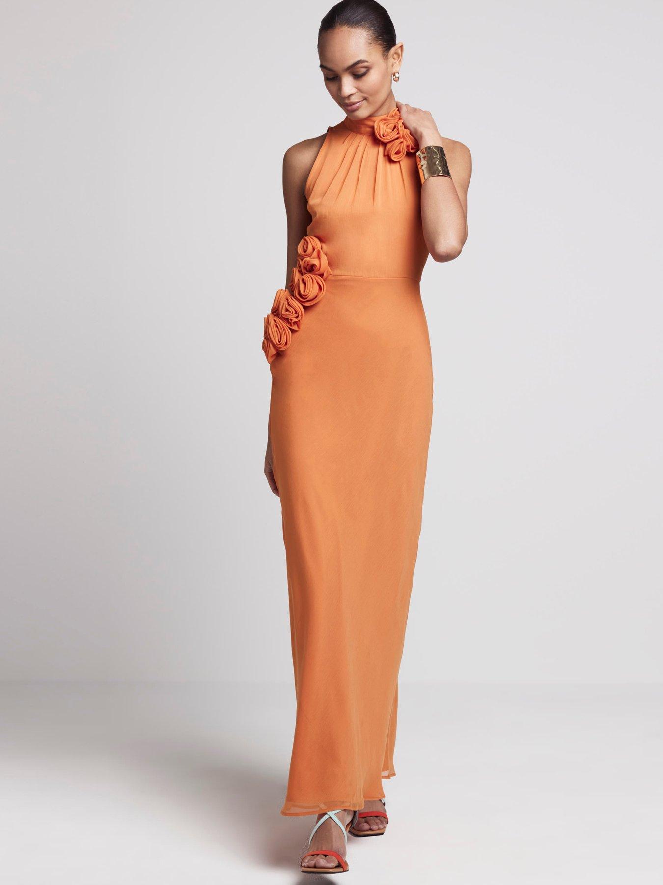 River island orange maxi hot sale dress